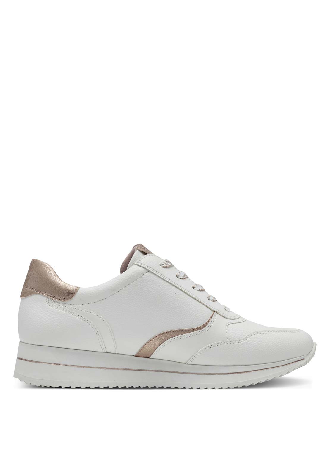 Jana Ladies Lace Up Shoe - White / Rose Gold 4 Shaws Department Stores