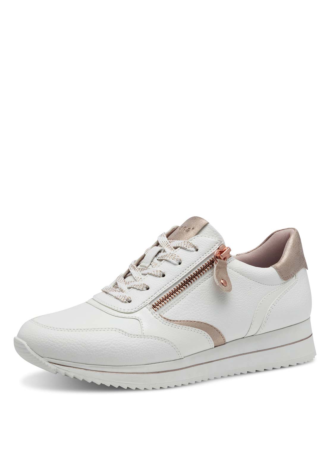 Ladies Lace Up Shoe - White / Rose Gold  Shaws Department Stores