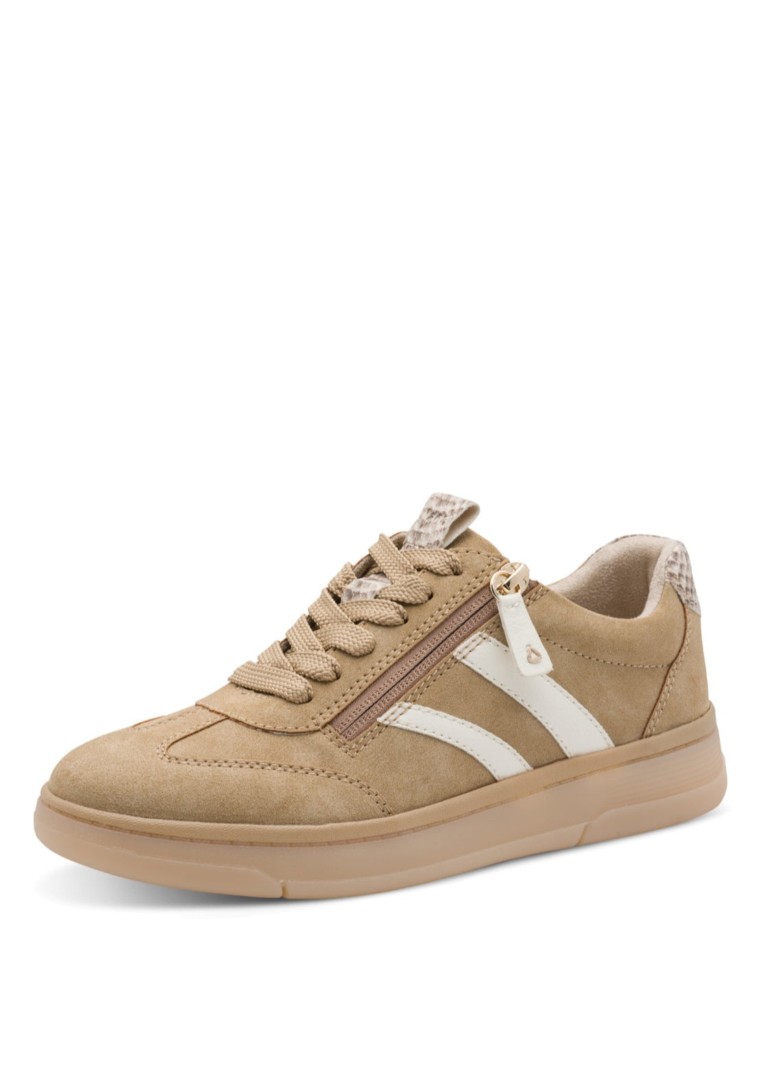 Jana Shoes Side Zip Side Stripe Trainer - Sand 2 Shaws Department Stores