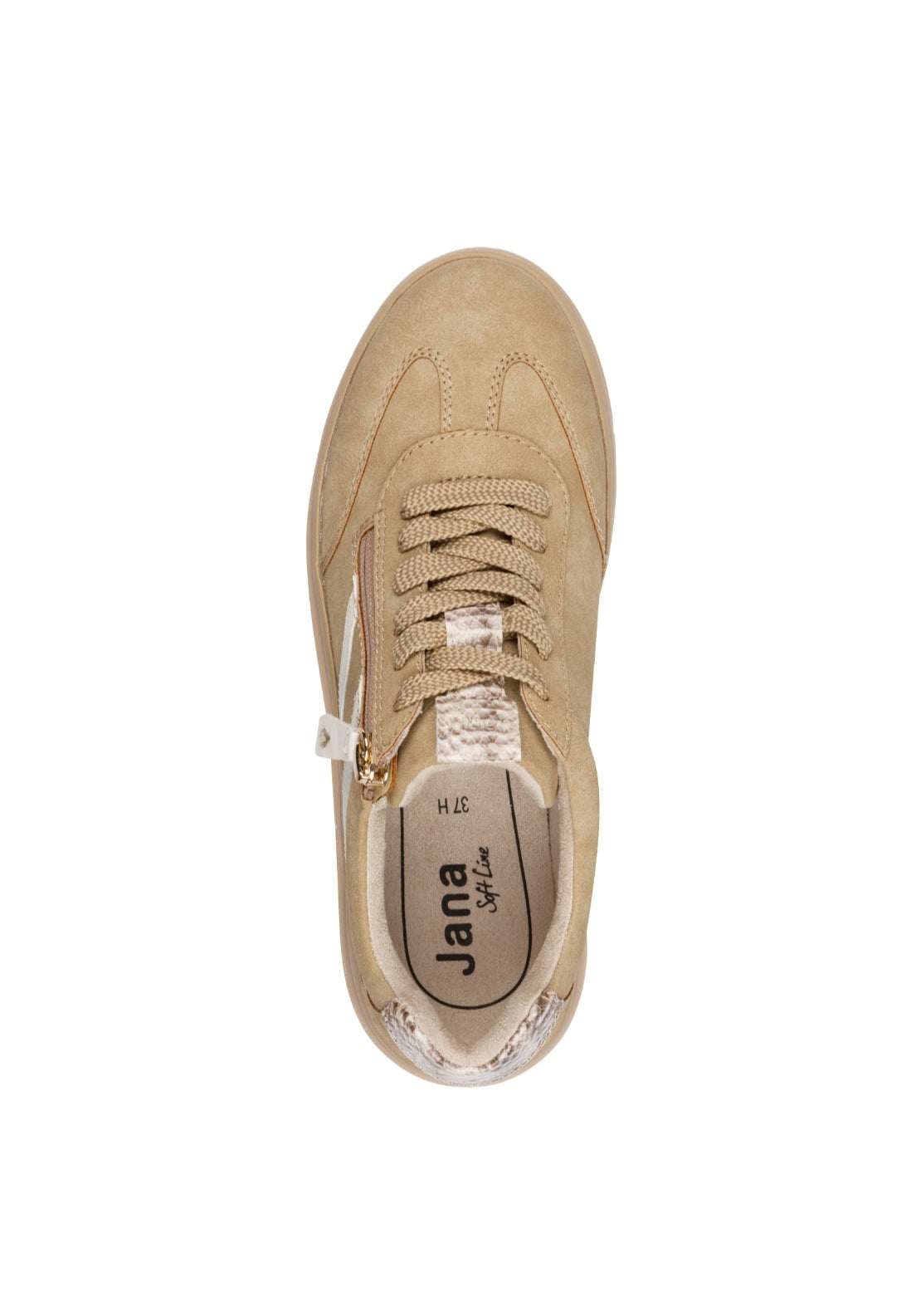 Jana Shoes Side Zip Side Stripe Trainer - Sand 4 Shaws Department Stores