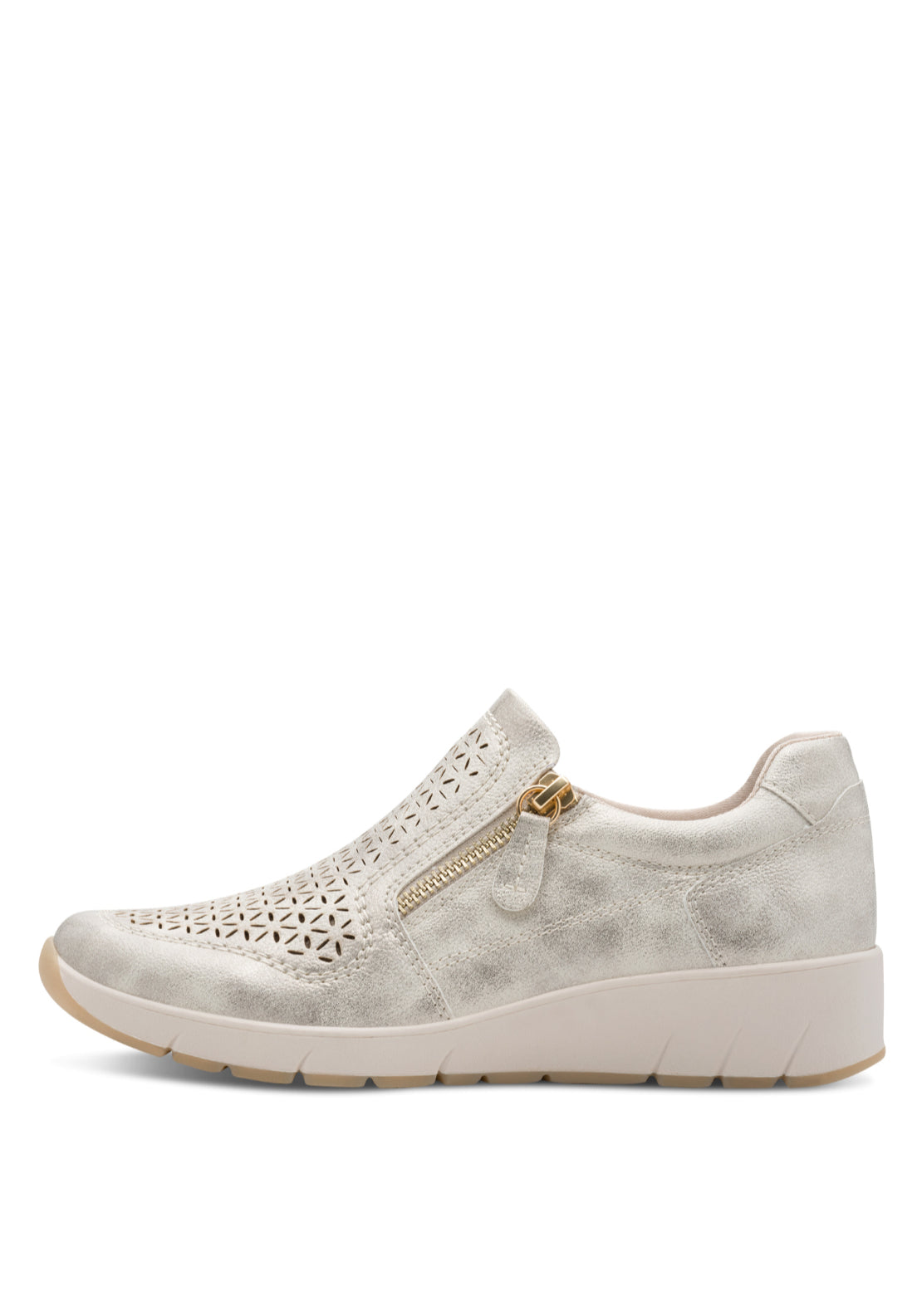 Jana Shoes Side Zip Slip On Shoe - Beige/gold 1 Shaws Department Stores
