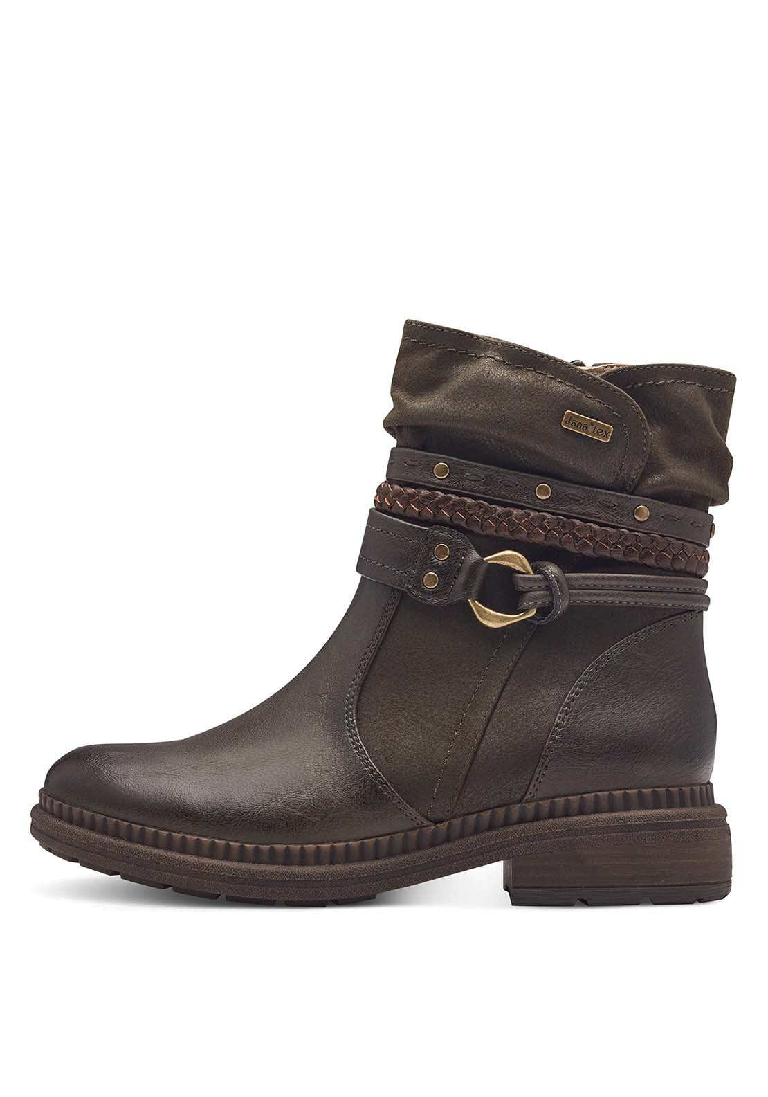 Jana Ladies Ankle Boot - Olive 1 Shaws Department Stores
