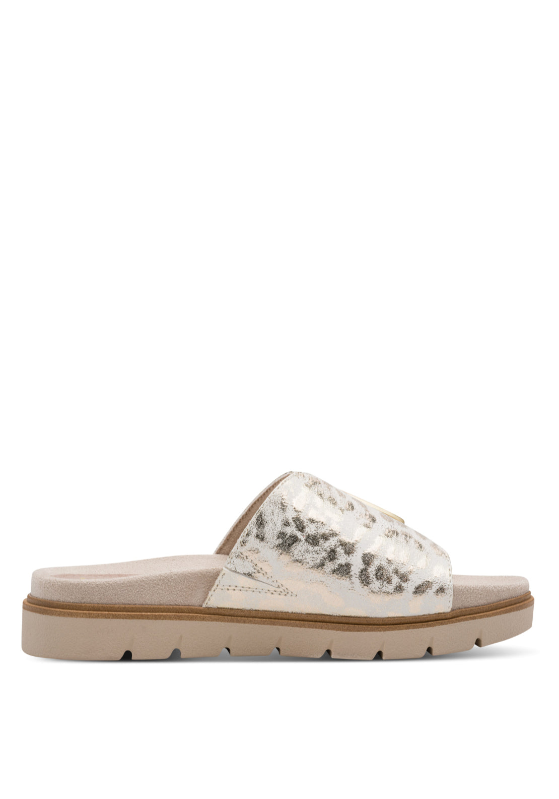Jana Shoes Metallic Buckle Slide - Gold Leo Met 3 Shaws Department Stores