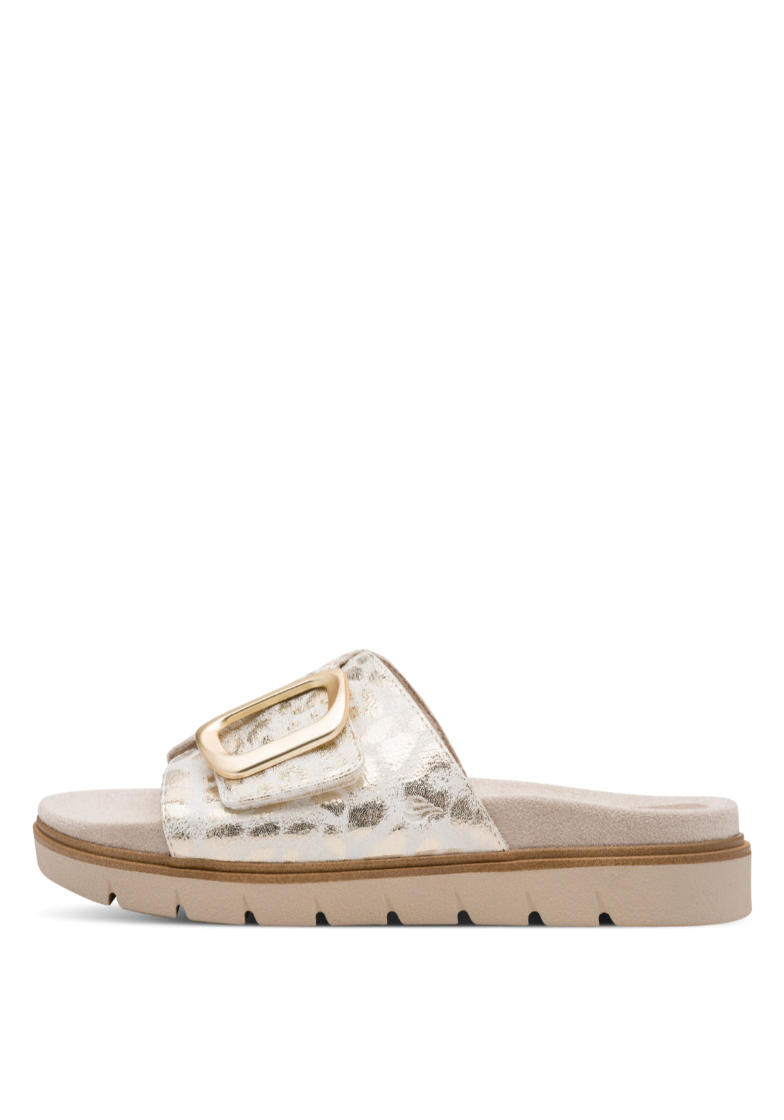 Jana Shoes Metallic Buckle Slide - Gold Leo Met 2 Shaws Department Stores