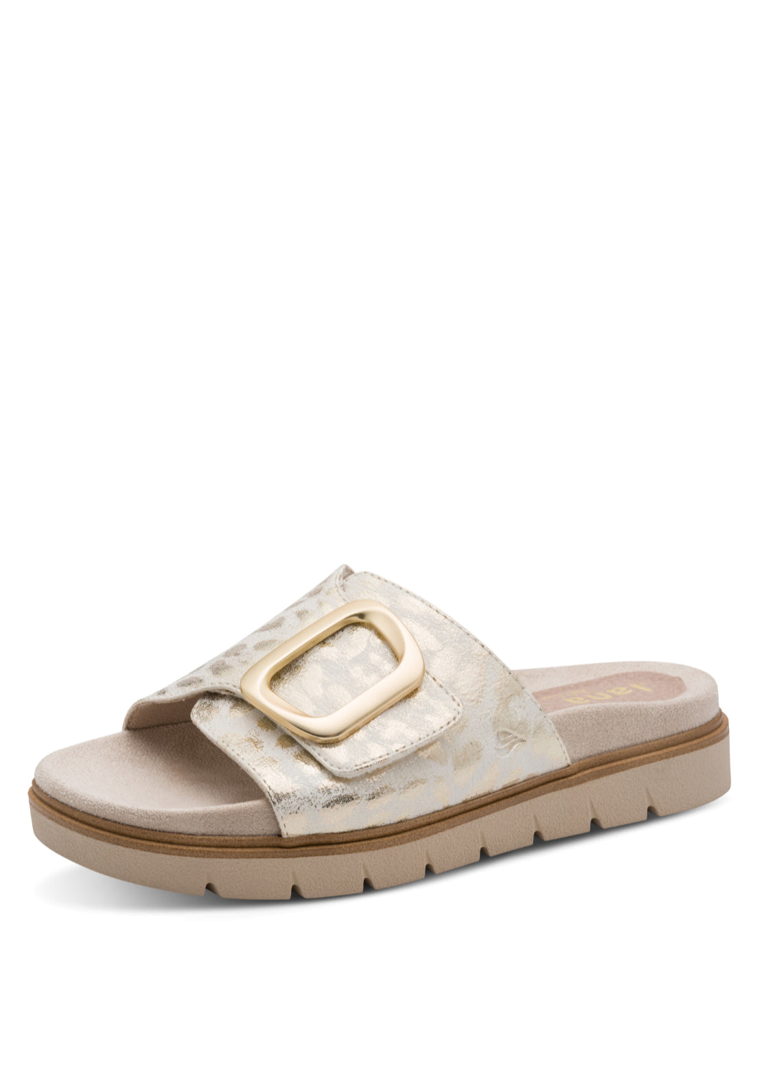 Jana Shoes Metallic Buckle Slide - Gold Leo Met 1 Shaws Department Stores