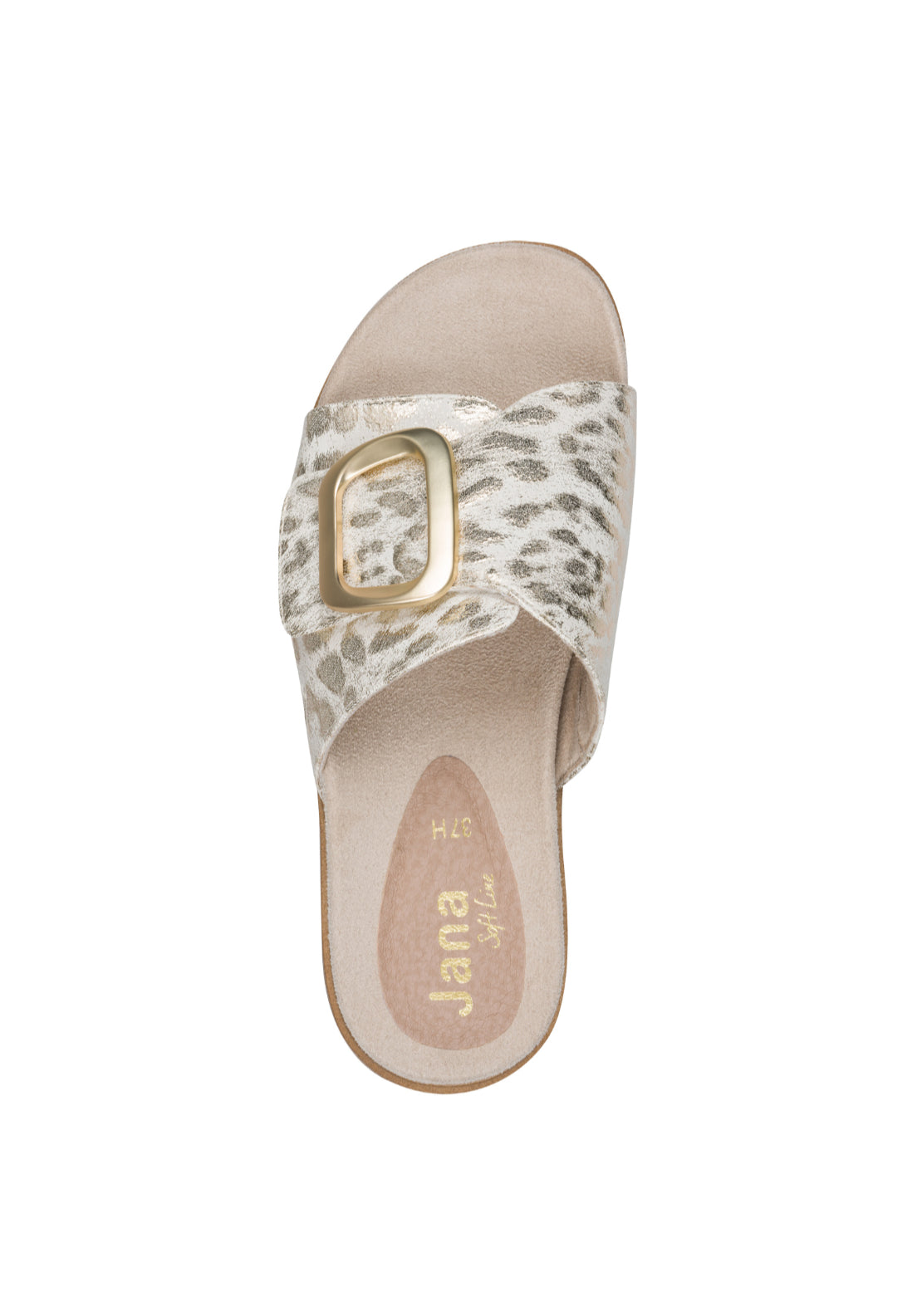 Jana Shoes Metallic Buckle Slide - Gold Leo Met 4 Shaws Department Stores