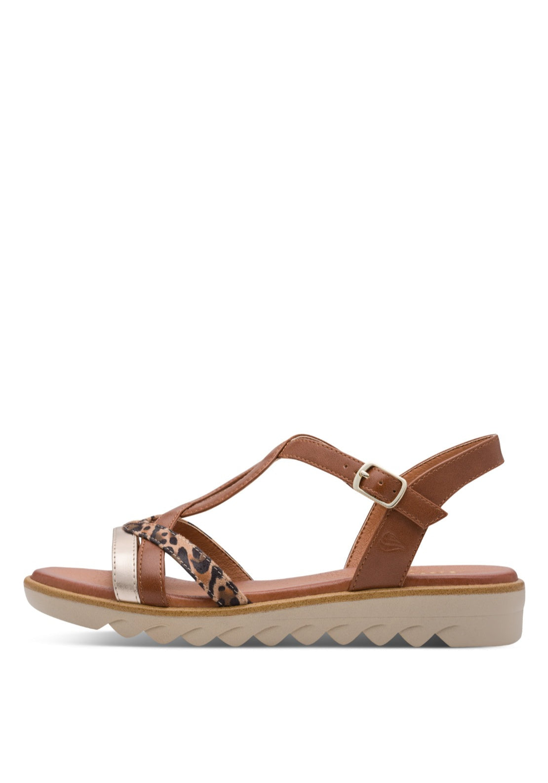 Jana Shoes Multi Tone Strap Sandal - Cognac Comb 1 Shaws Department Stores