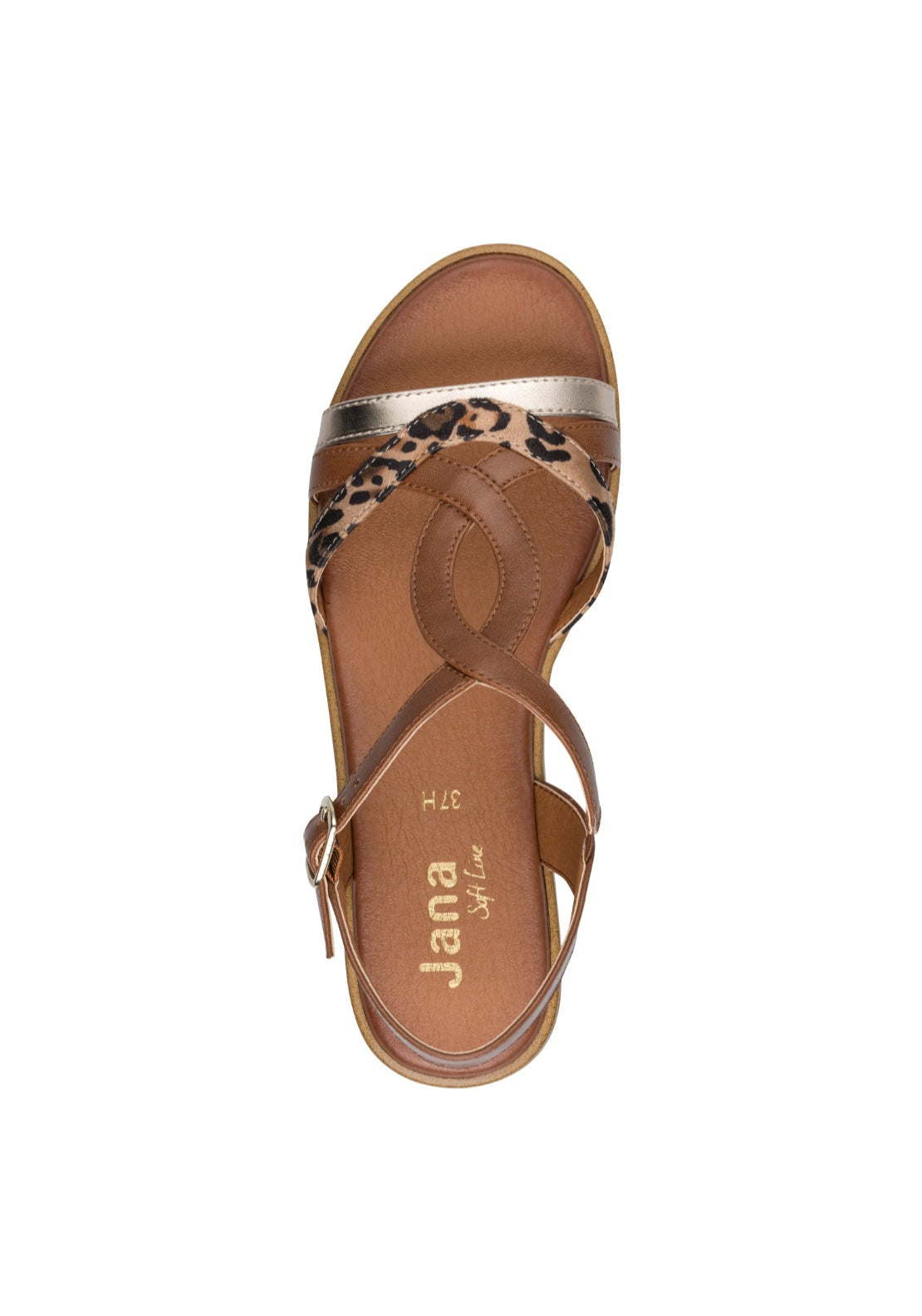 Jana Shoes Multi Tone Strap Sandal - Cognac Comb 4 Shaws Department Stores