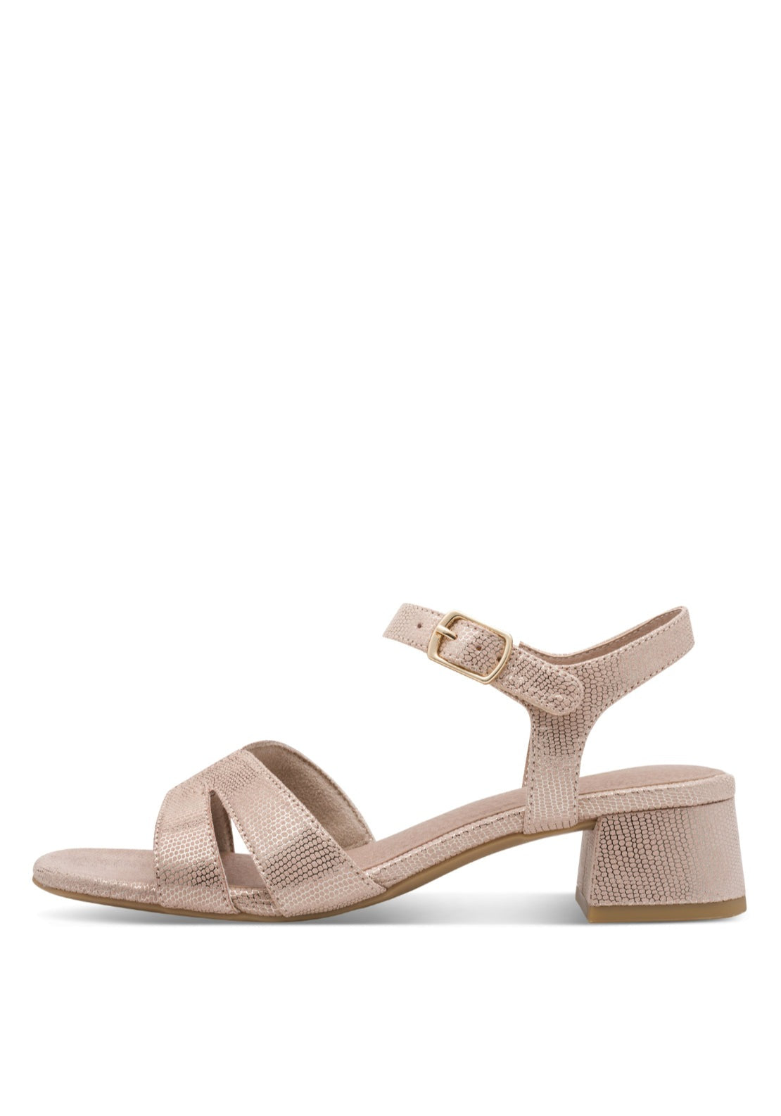Jana Shoes Strap Heeled Sandal - Beige Metallic 1 Shaws Department Stores