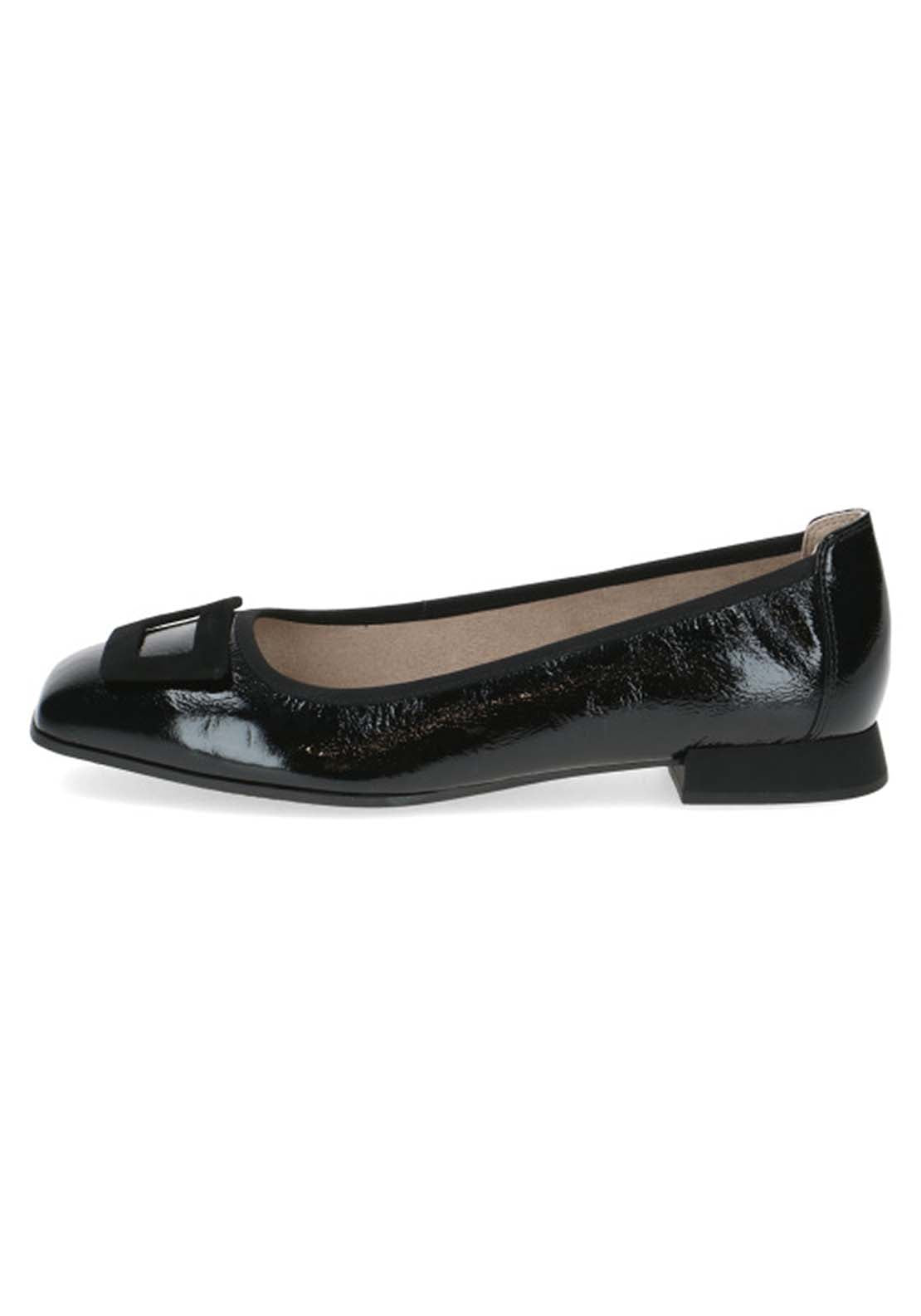 Caprice Ladies Ballerina Style Shoe - Black Naplak 2 Shaws Department Stores