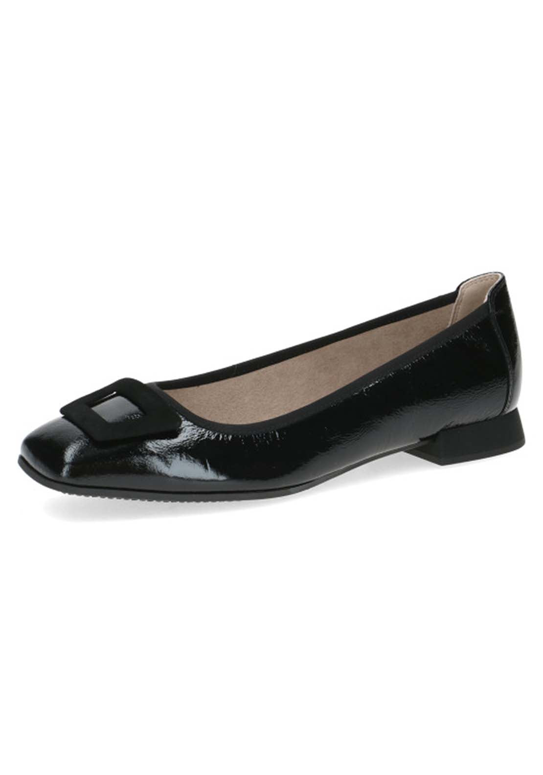Caprice Ladies Ballerina Style Shoe - Black Naplak 1 Shaws Department Stores