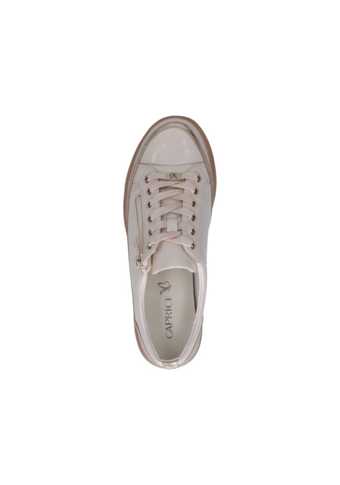 Caprice Side Zip Trainer - Cream/gold 5 Shaws Department Stores