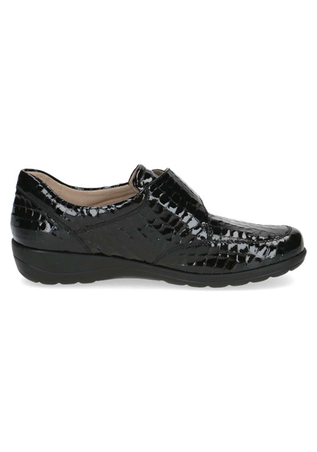 Caprice Ladies Slip On Shoe - Black Croco 4 Shaws Department Stores