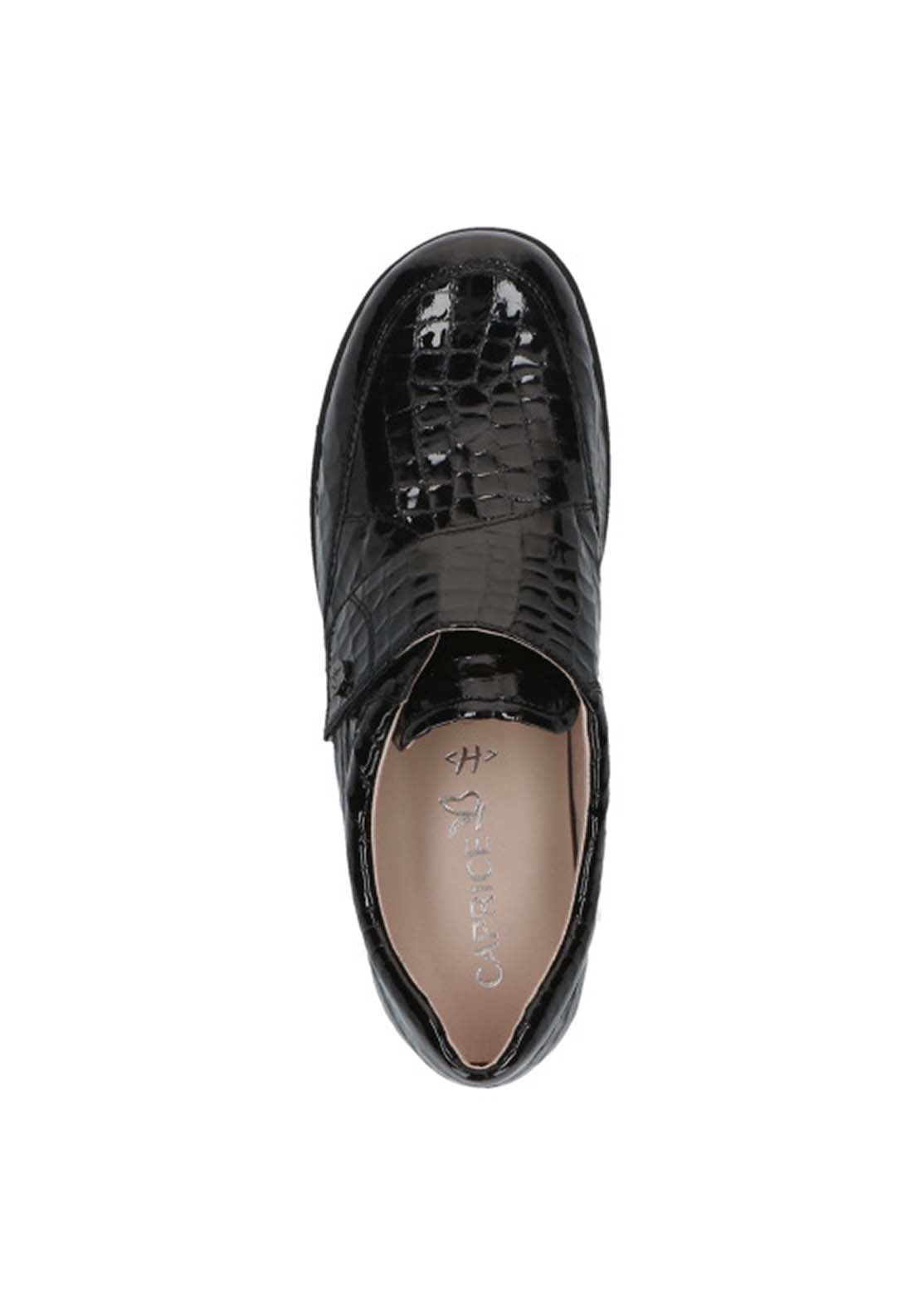 Caprice Ladies Slip On Shoe - Black Croco 3 Shaws Department Stores