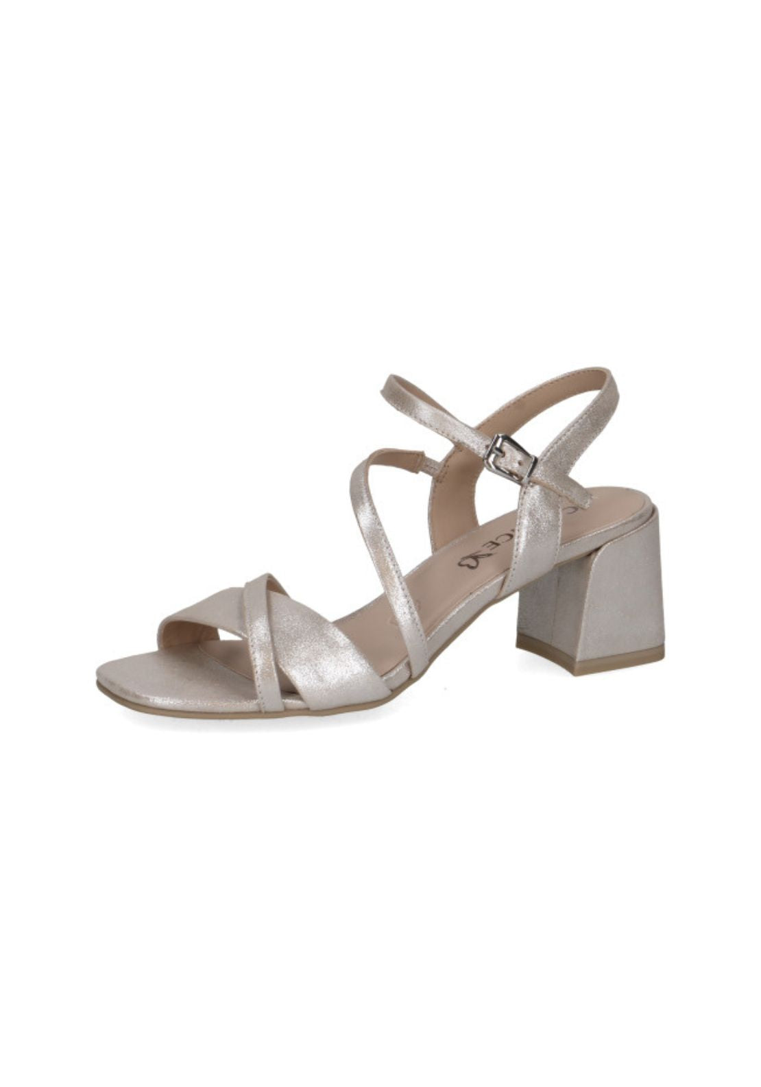 Caprice Strappy Block Heel Sandal - Taupe Seu Met 3 Shaws Department Stores