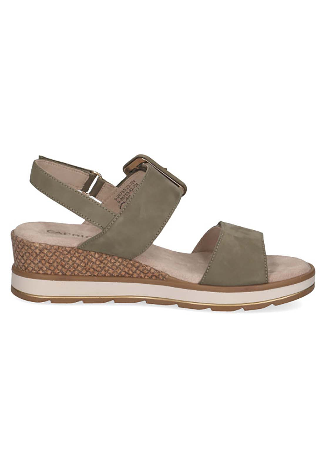 Caprice Ladies Sandal - Olive Nubuc 4 Shaws Department Stores