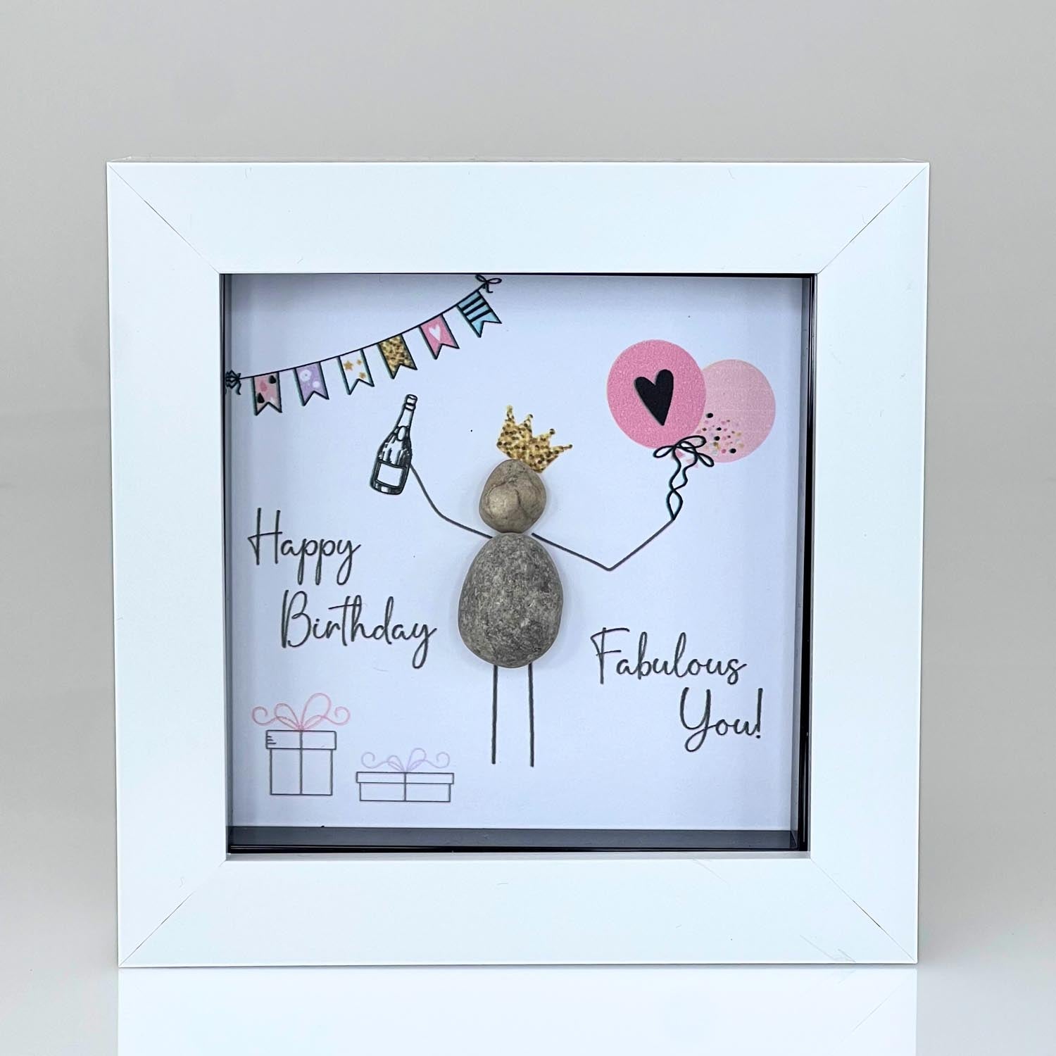 La De Da Pebble Picture Happy Birthday - White 1 Shaws Department Stores