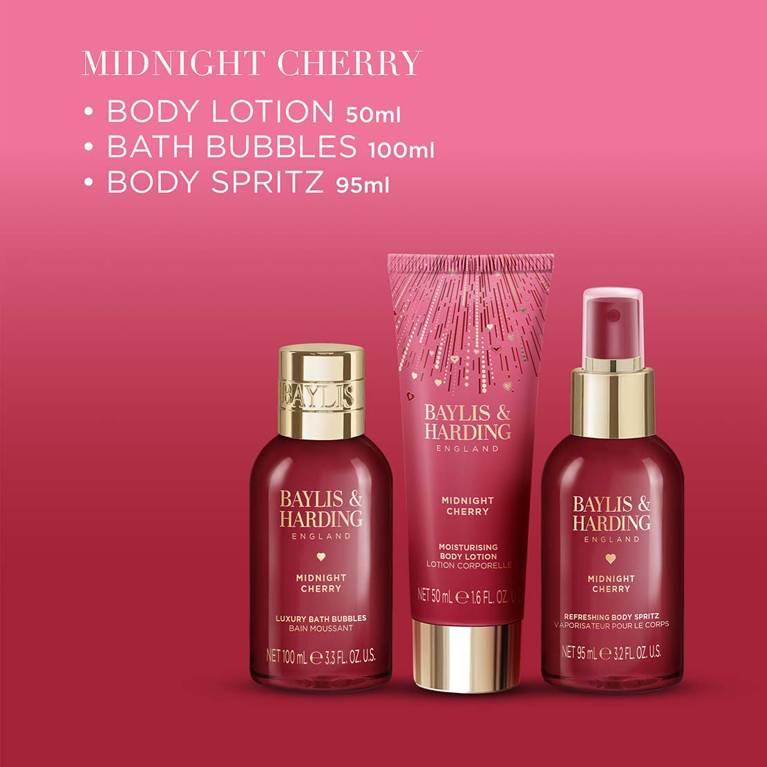 Midnight Cherry Gift Wrapped Pamper Trio Gift Set - Multi