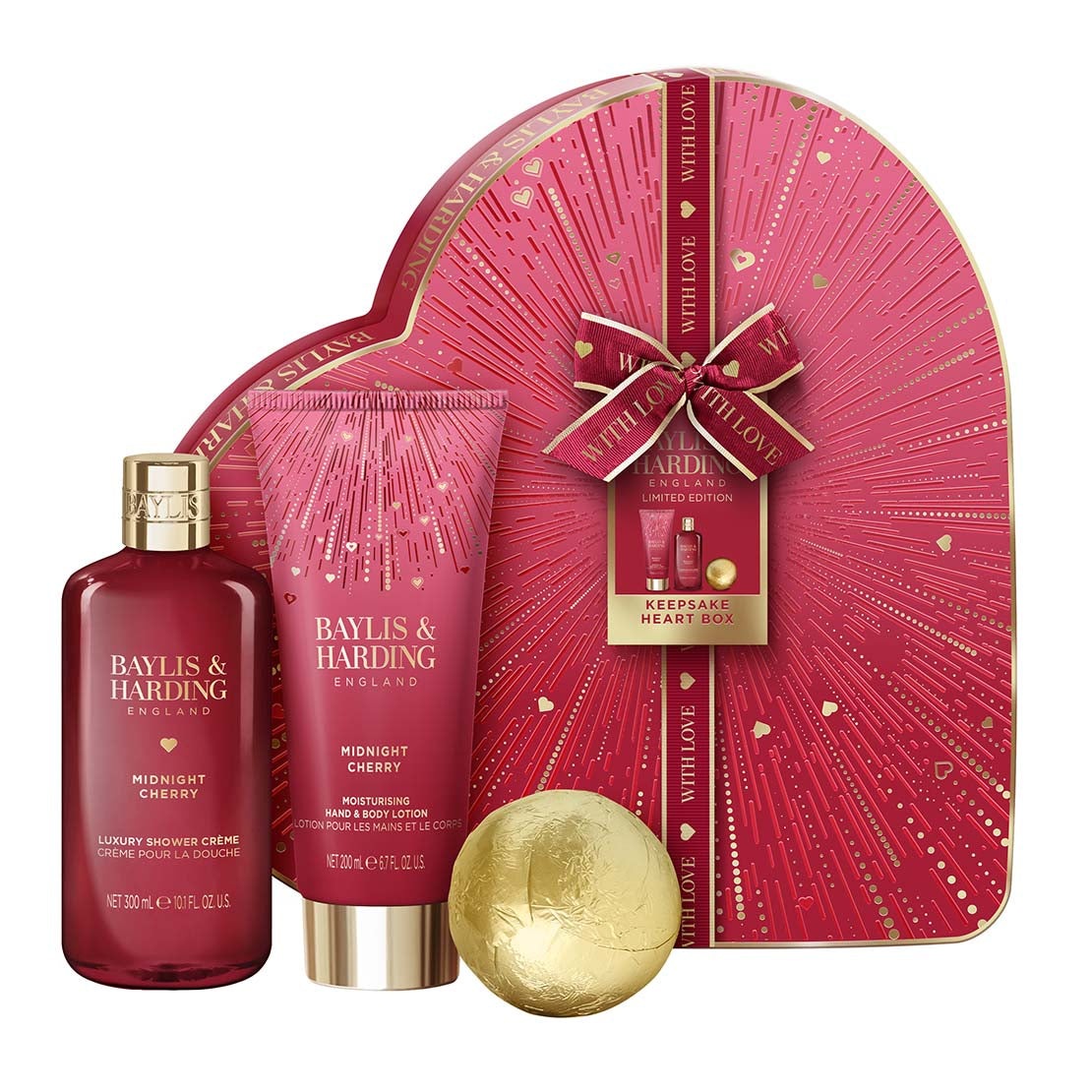 Midnight Cherry Luxury Heart Keepsake Gift Box Gift Set - Multi
