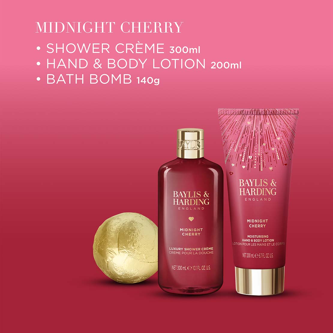 Midnight Cherry Luxury Heart Keepsake Gift Box Gift Set - Multi