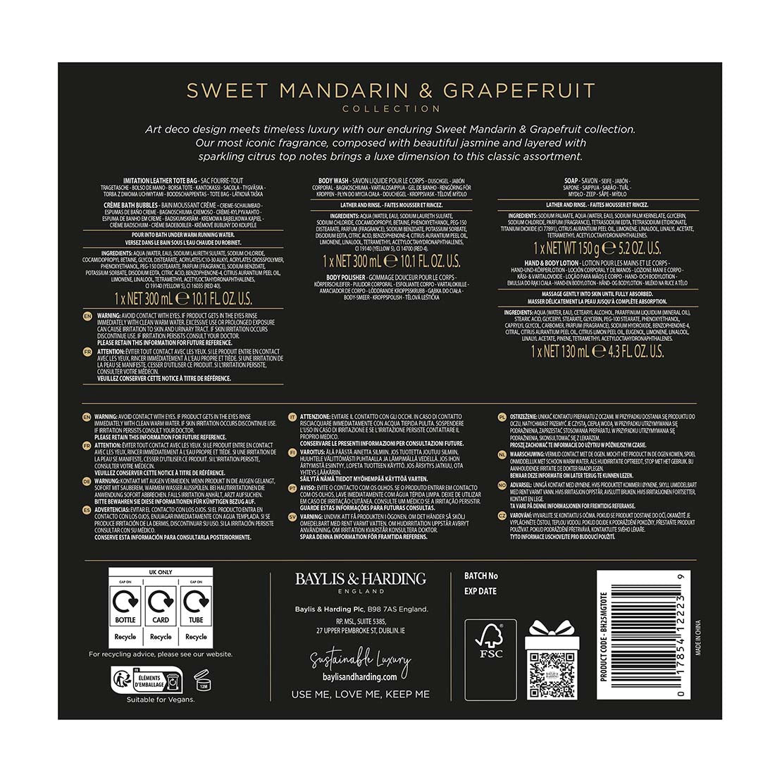 Sweet Mandarin & Grapefruit Indulgent Bag Of Luxury Gift Set - Multi