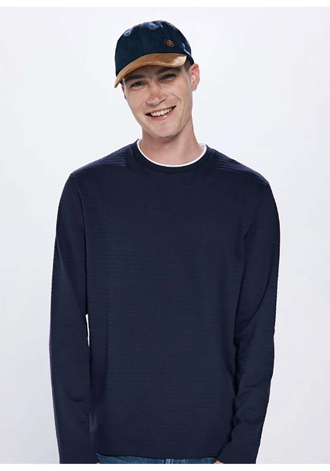 Springfield Double Structured Long Sleeve -Shirt - Blue 4 Shaws Department Stores
