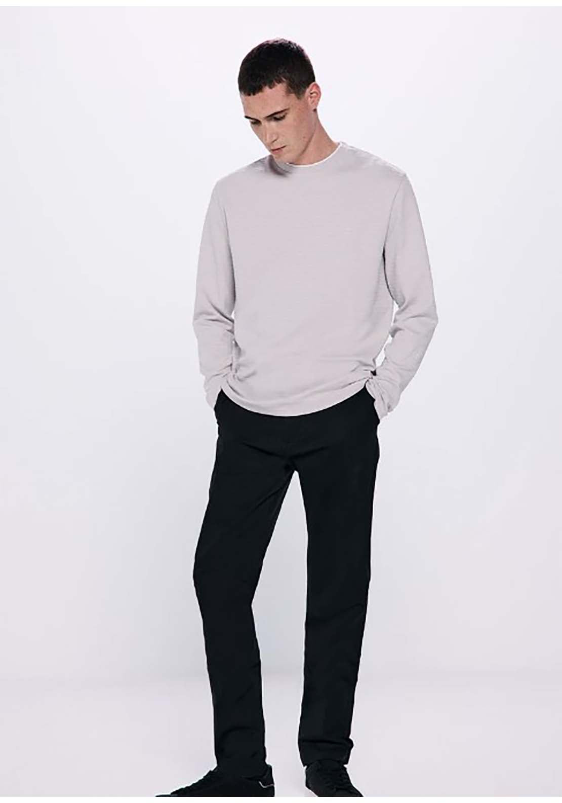 Springfield Double Structured Long Sleeve Shirt - Grey 3 Shaws Department Stores