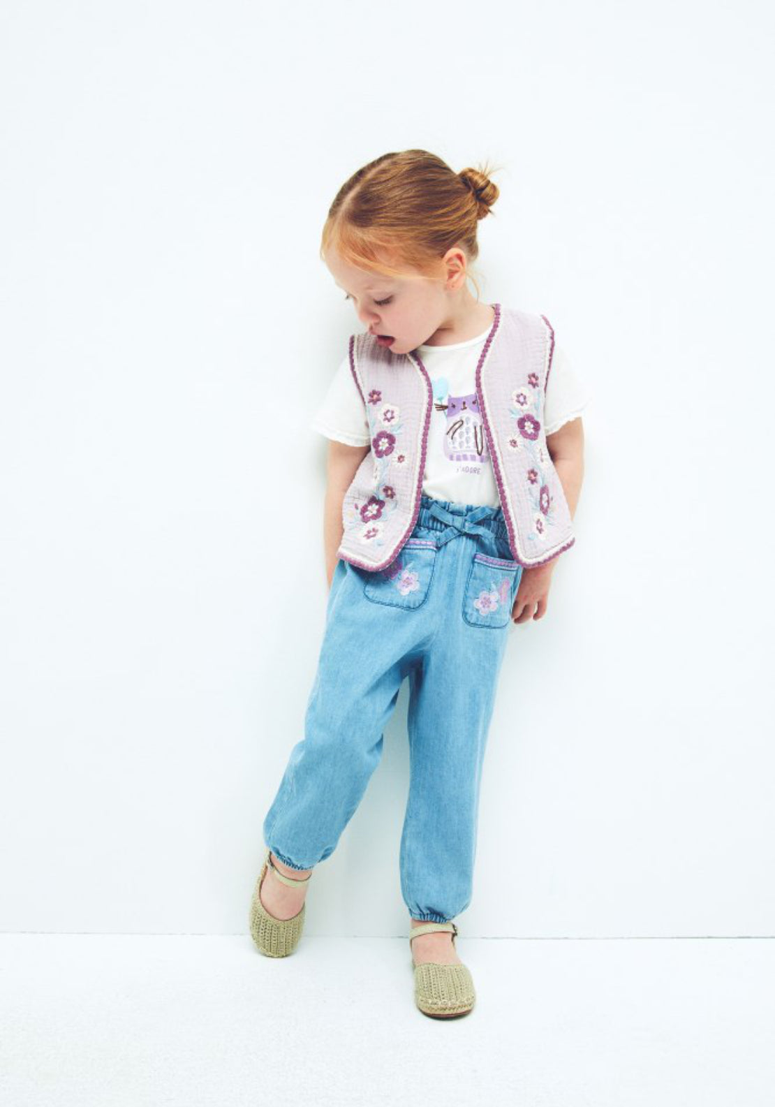 Sfera Light Denim Embroidered Trousers - Denim Light Wash 5 Shaws Department Stores