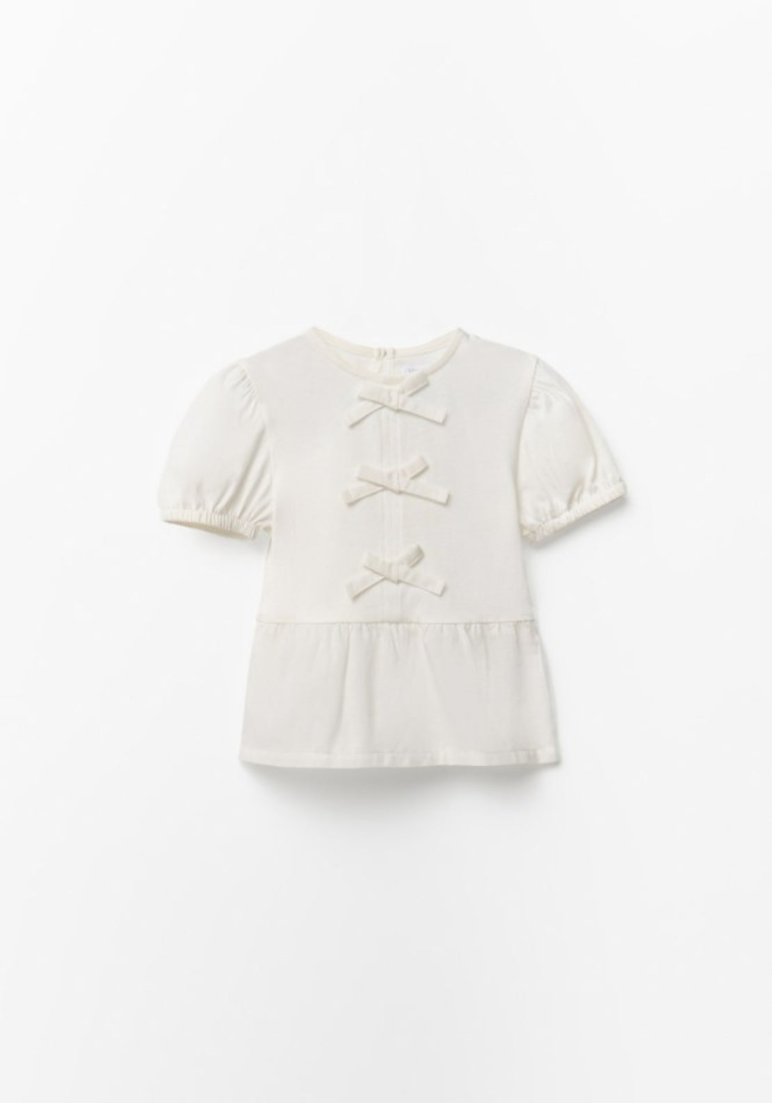 Sfera Plain T-Shirt With Bows - White 1 Shaws Department Stores