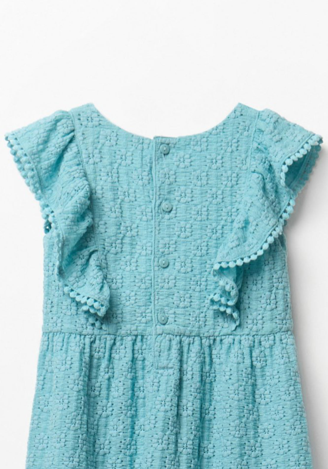 Sfera Textured Knit Ruffle Dress - Blue 3 Shaws Department Stores