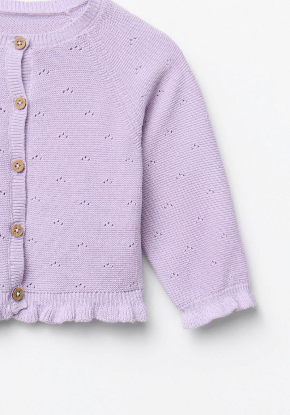 Sfera Ruffle Hem Knit Cardigan - Purple 2 Shaws Department Stores