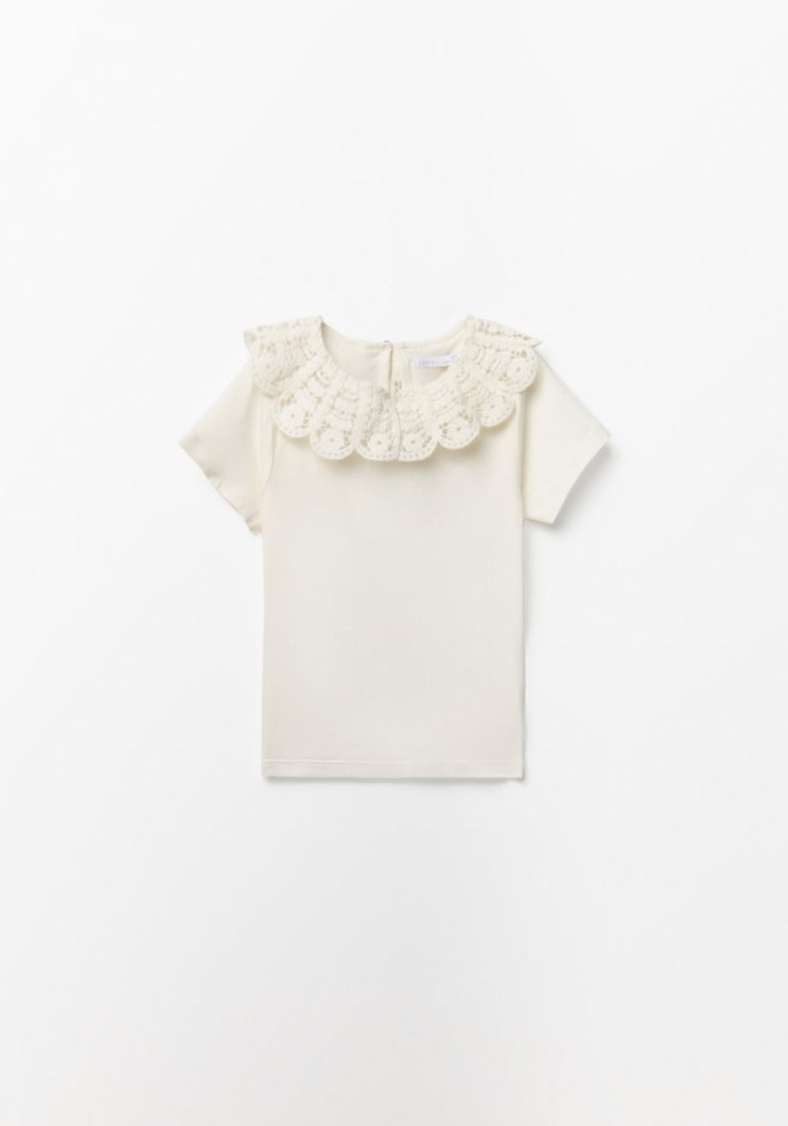 Sfera Crochet Neck T-Shirt - Cream 1 Shaws Department Stores