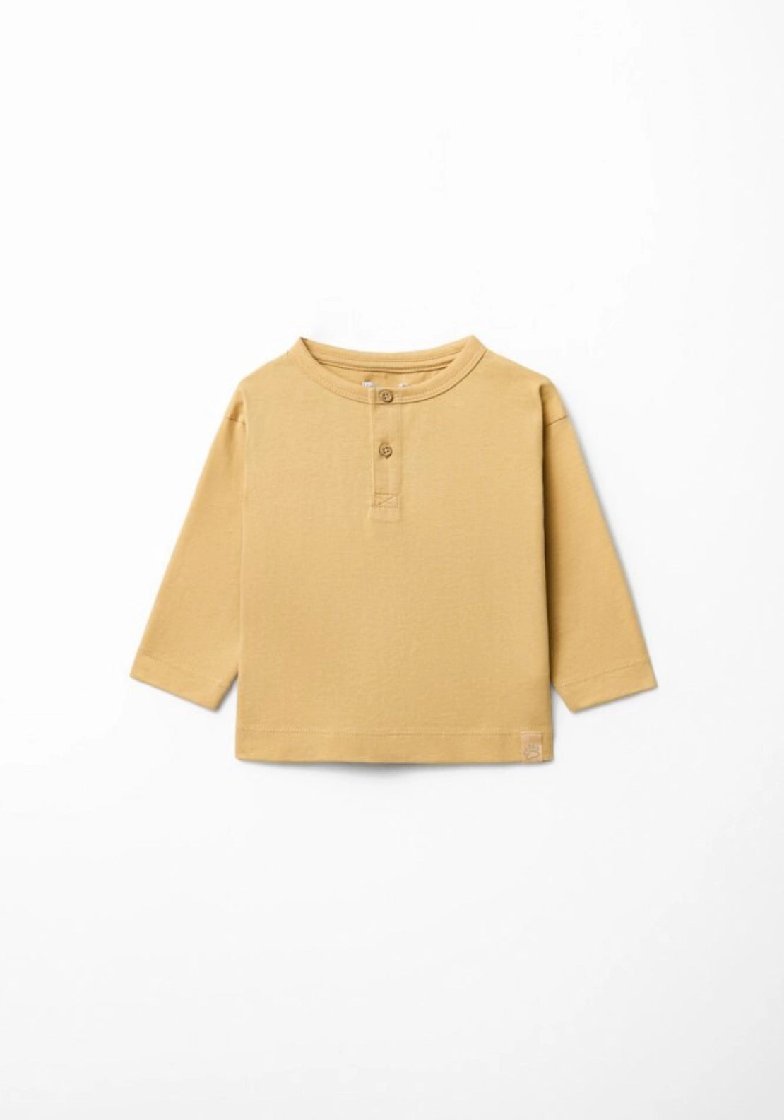 Solid Colour Henley Shirt - Yellow