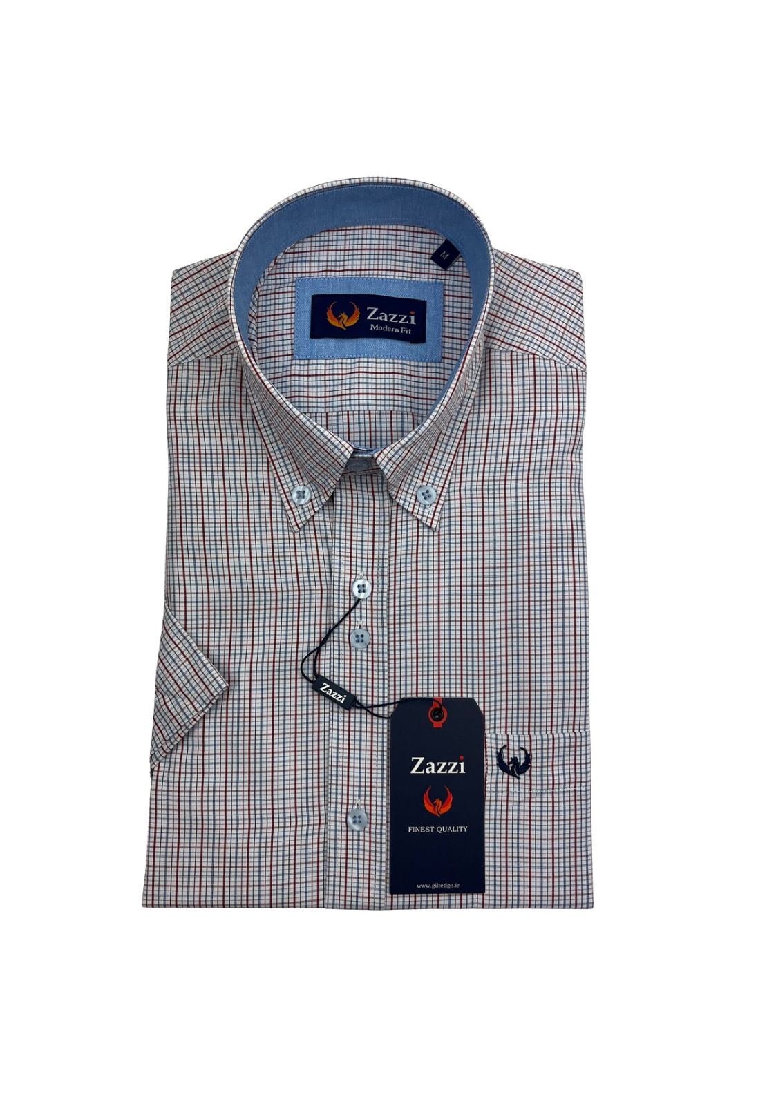 Zazzi Short Sleeve Check Shirt - Red 1 Shaws Department Stores