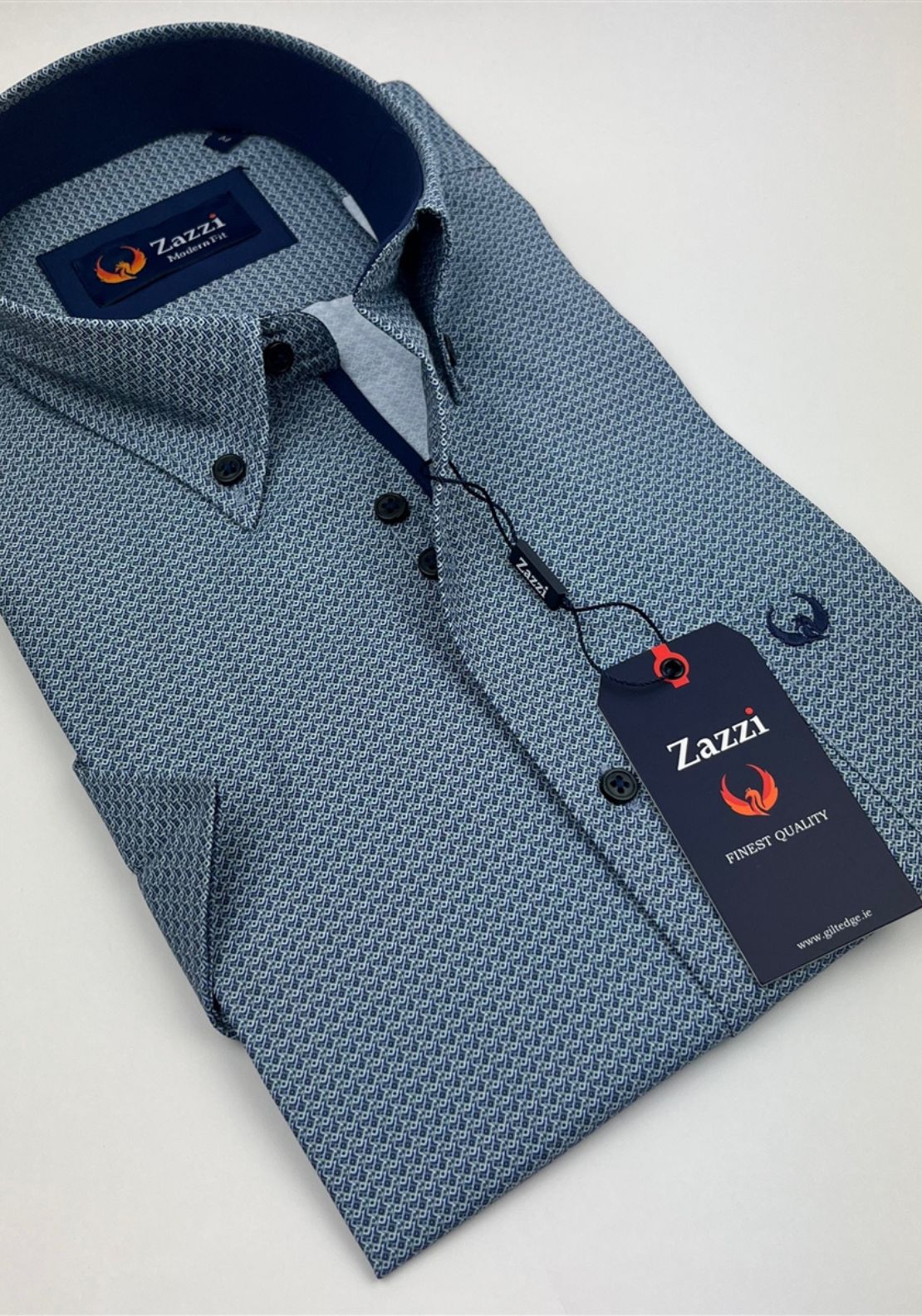 Zazzi Short Sleeve Print Shirt - Green 2 Shaws Department Stores