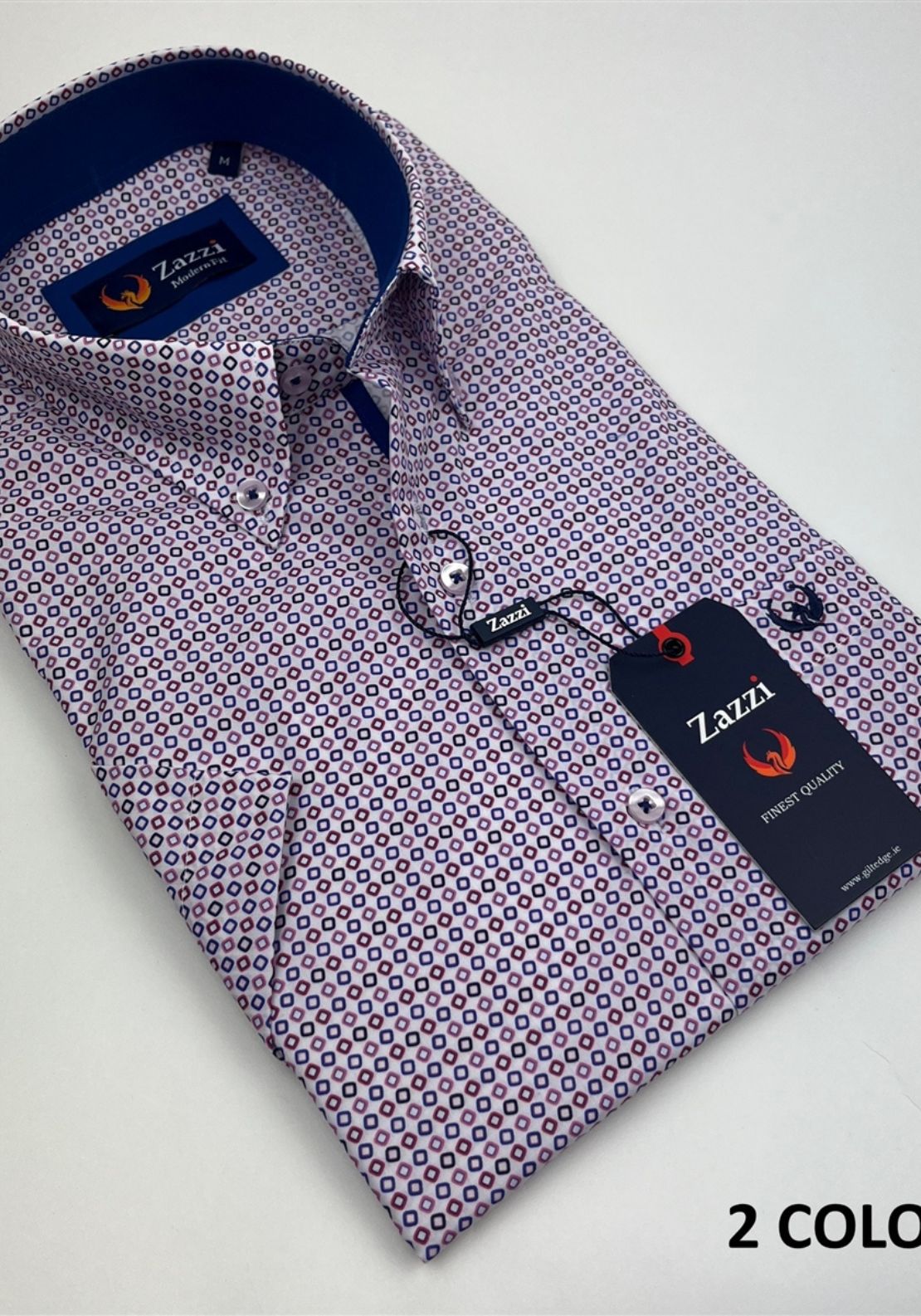 Zazzi Printed Short Sleeve Shirt - Berry 2 Shaws Department Stores