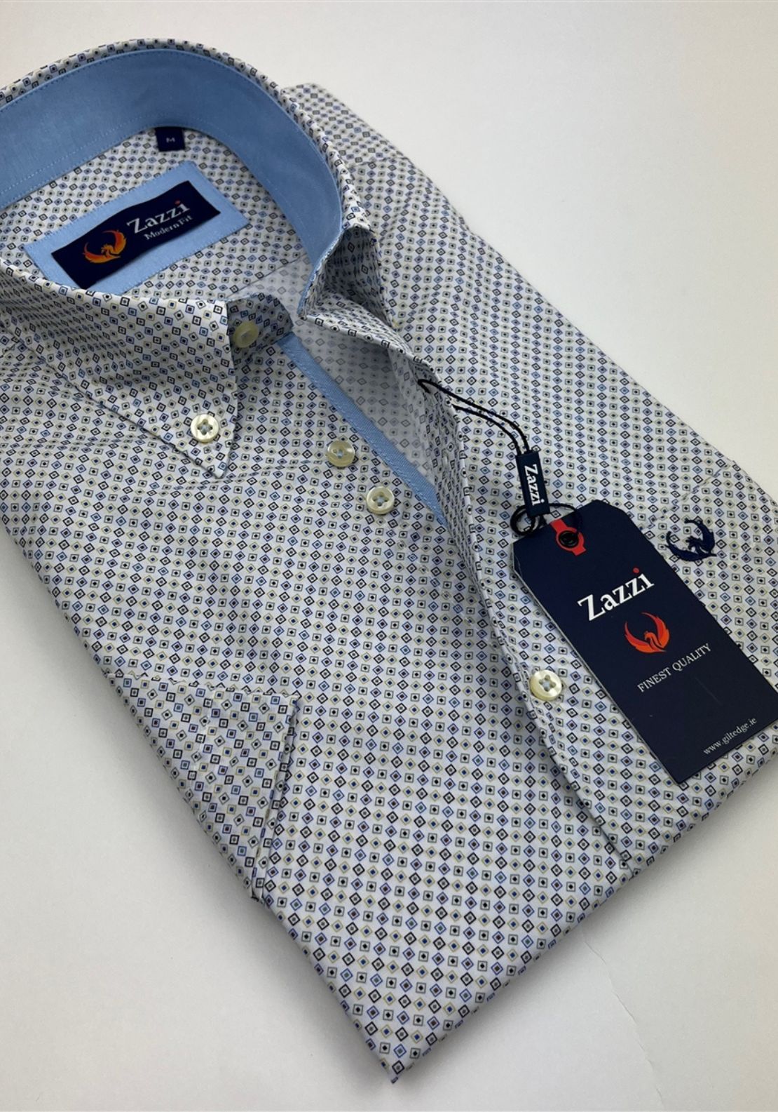 Zazzi Short Sleeve Print Shirt - Gold 2 Shaws Department Stores
