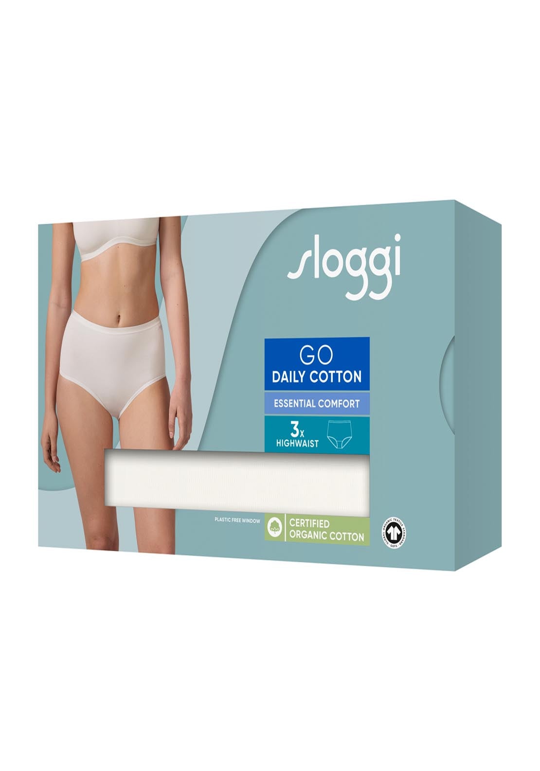 Sloggi Go Daily Cotton Highwaist 3Pac - White 4 Shaws Department Stores