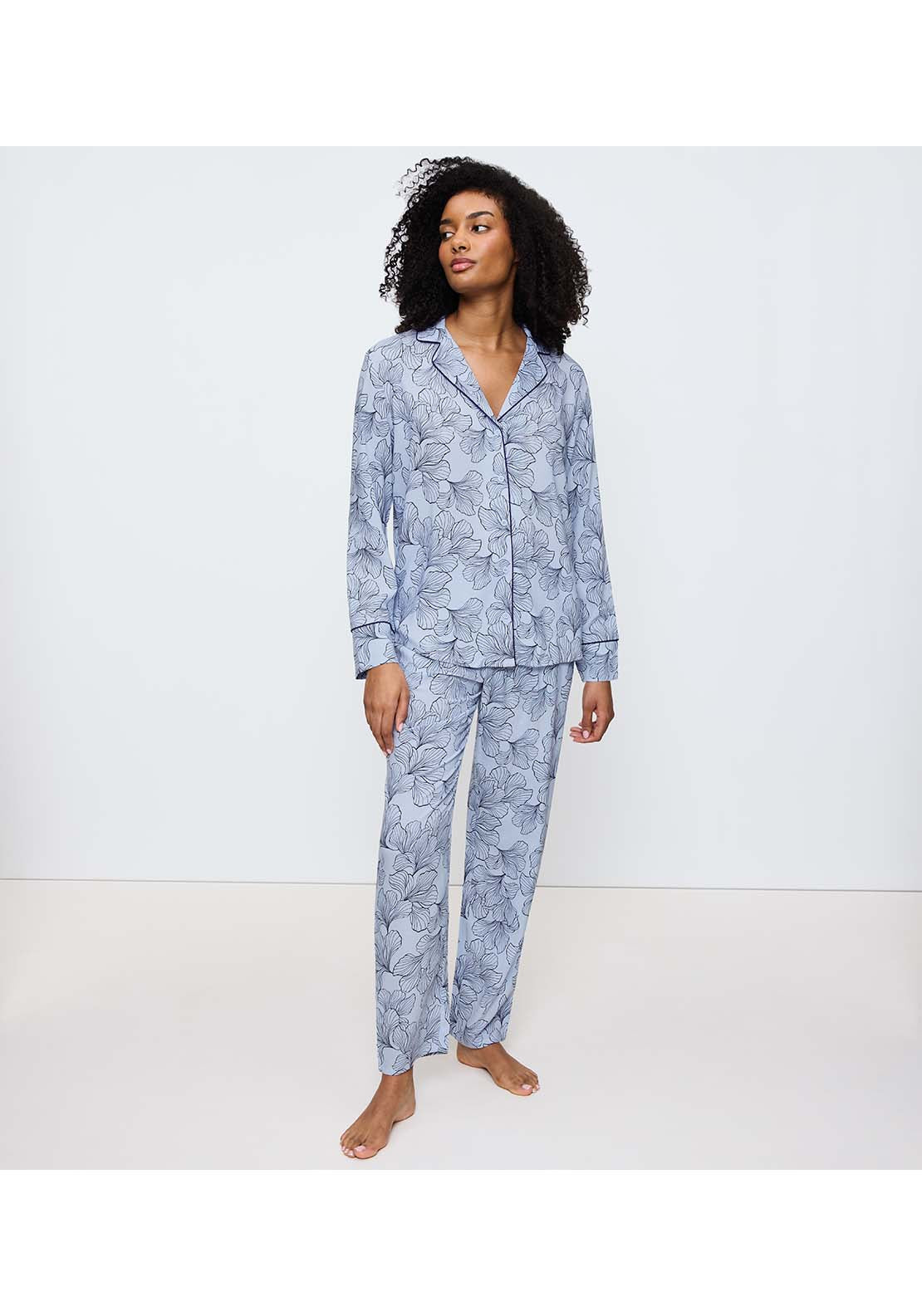 Triumph Boyfriend Fit Pyjamas 03 - Blue Combination 1 Shaws Department Stores