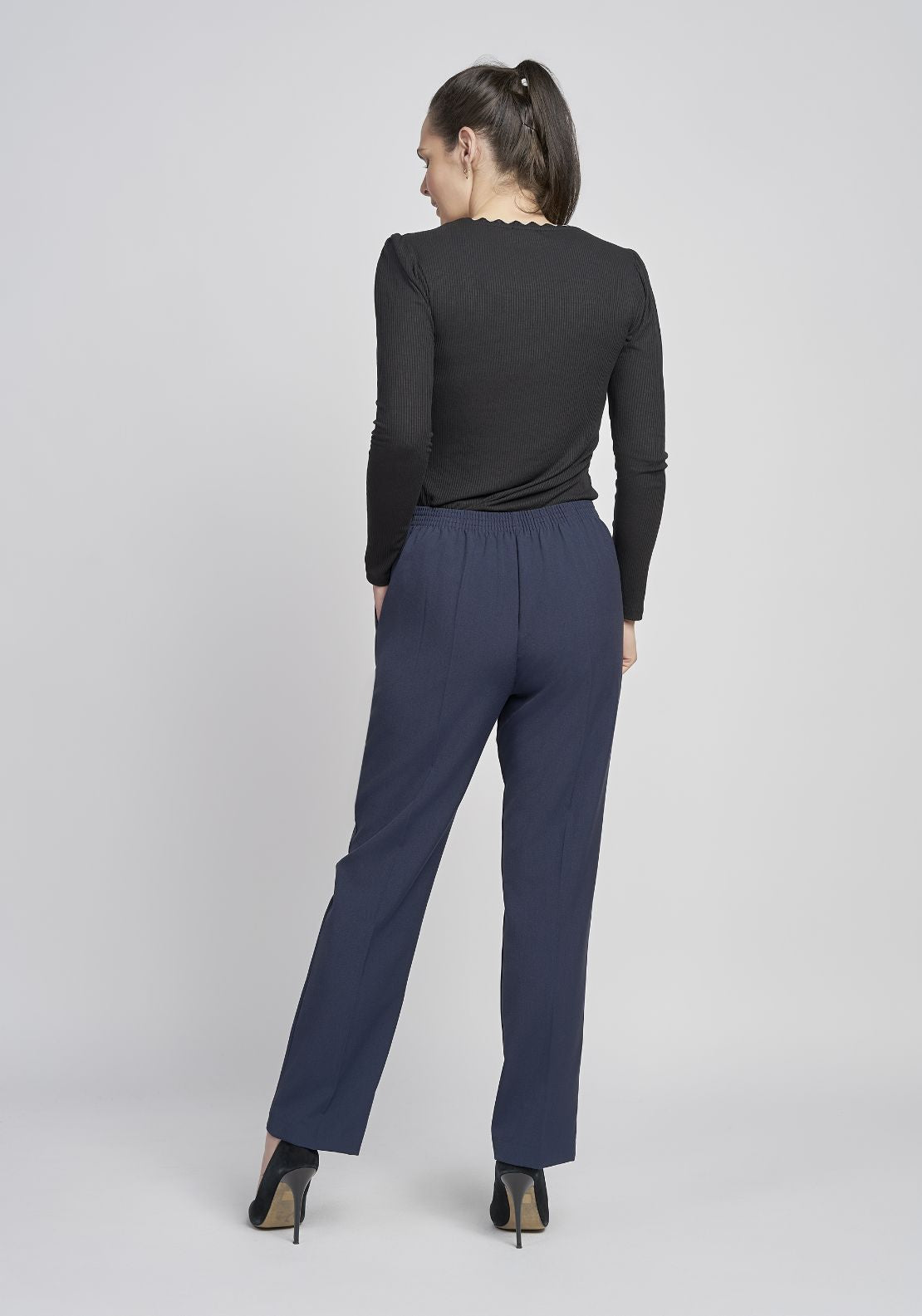 Tea Lane 27 Inch Full Back Elastic Pant - Navy 2 Shaws Department Stores