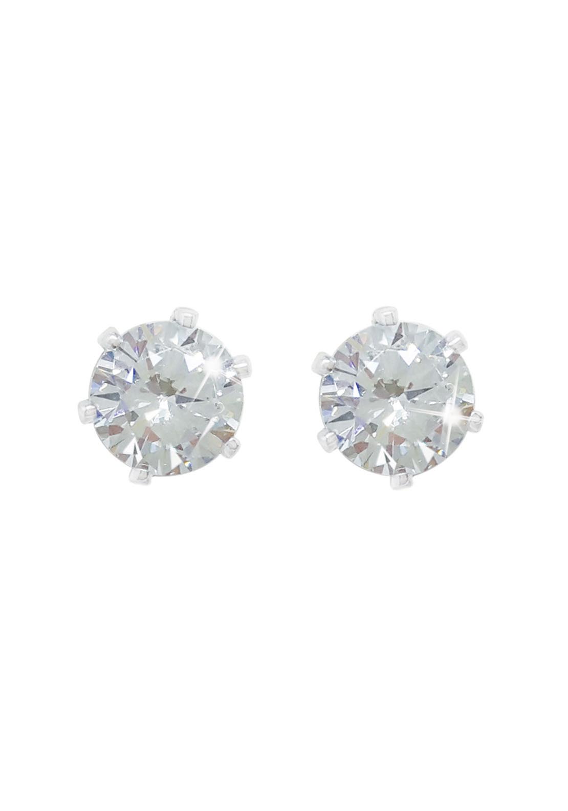 Tipperary Jewellery Clear Stone Silver Stud Earrings - 6mm 1 Shaws Department Stores