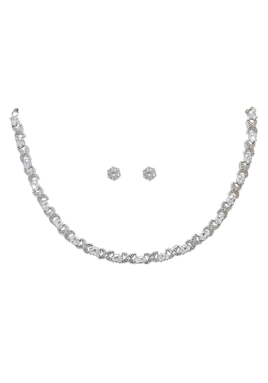 Tipperary Jewellery XO Necklace and Earrings - Silver 1 Shaws Department Stores