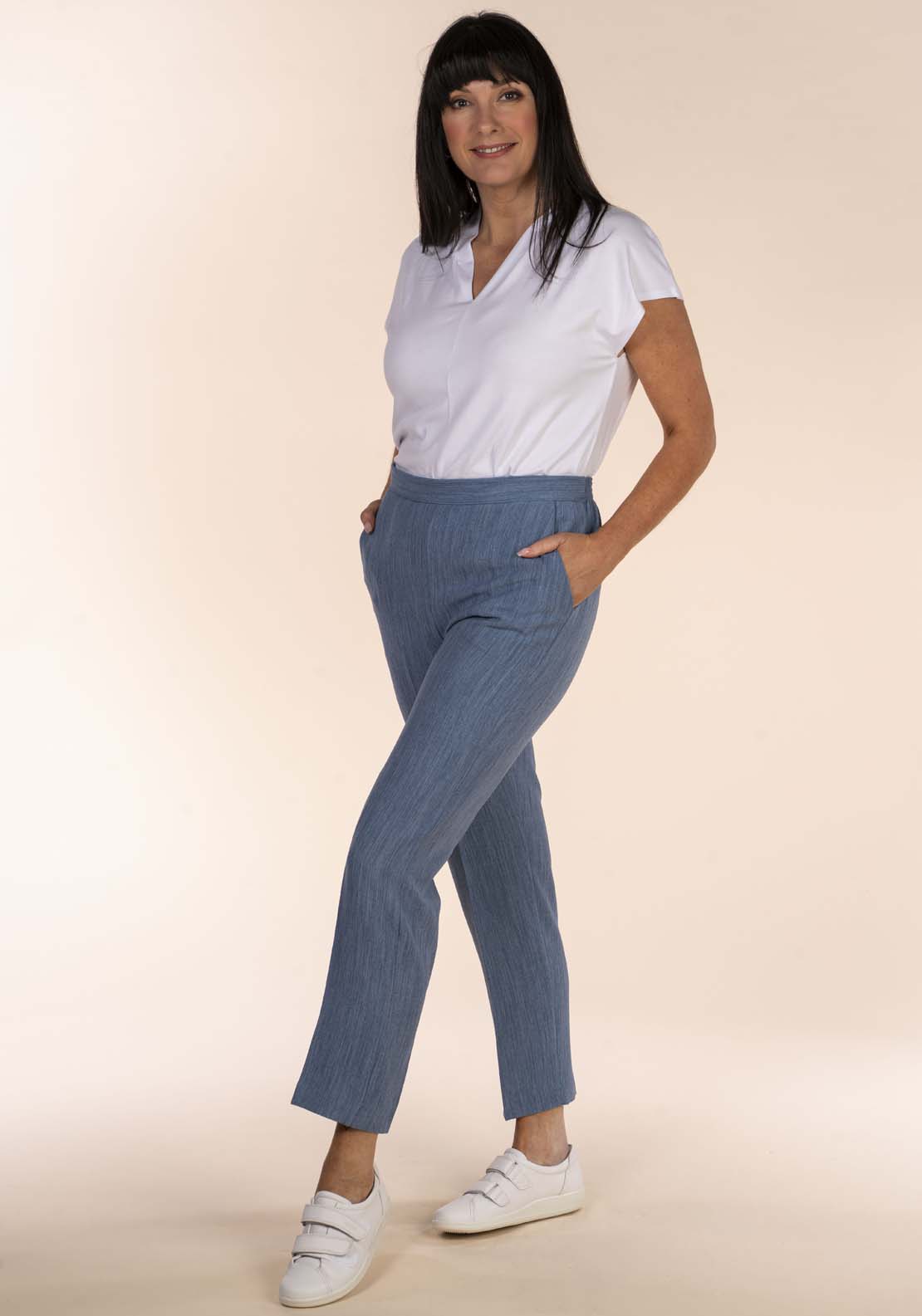 Tea Lane Half Elastic Pant - Blue 4 Shaws Department Stores