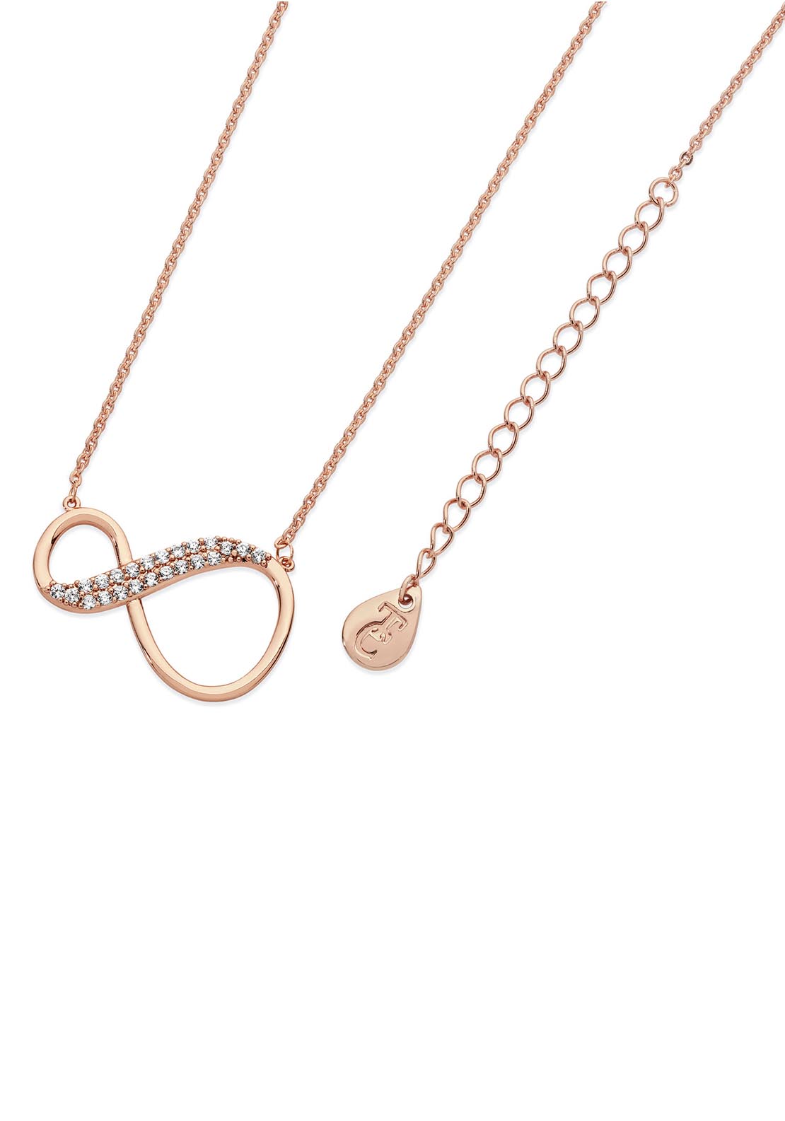 Tipperary Jewellery 8 shape Infinity Pendant - Rose Gold 1 Shaws Department Stores