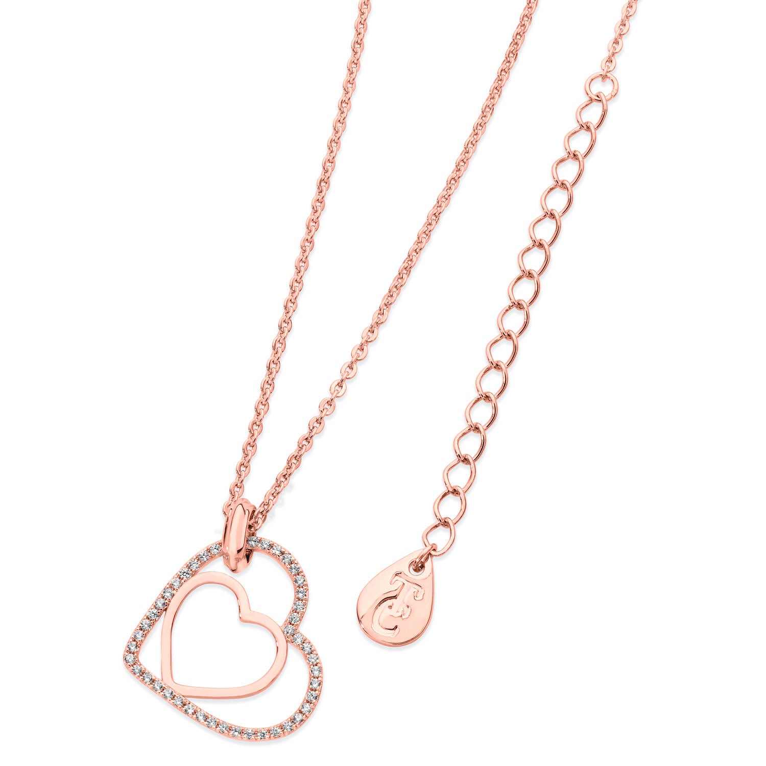 Tipperary Jewellery Floating Heart Pendant - Rose Gold 1 Shaws Department Stores