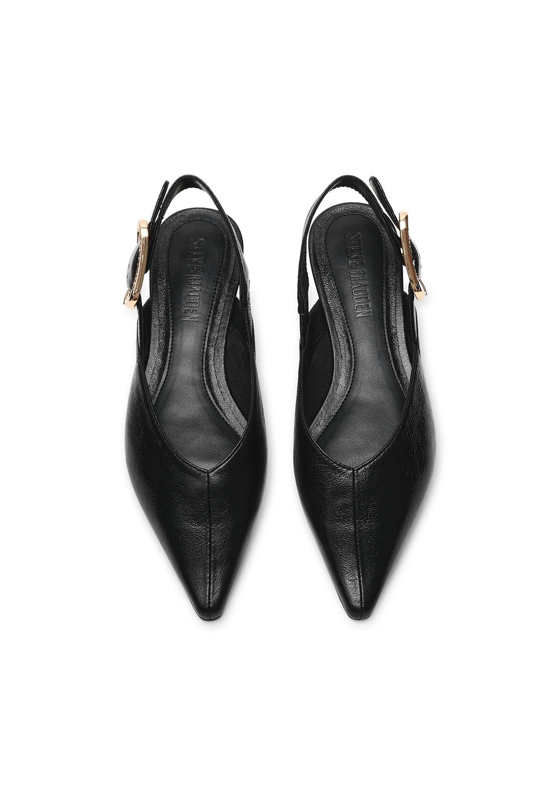 Steve Madden Flat Side Buckle Slip On Shoe - Black 1 Shaws Department Stores