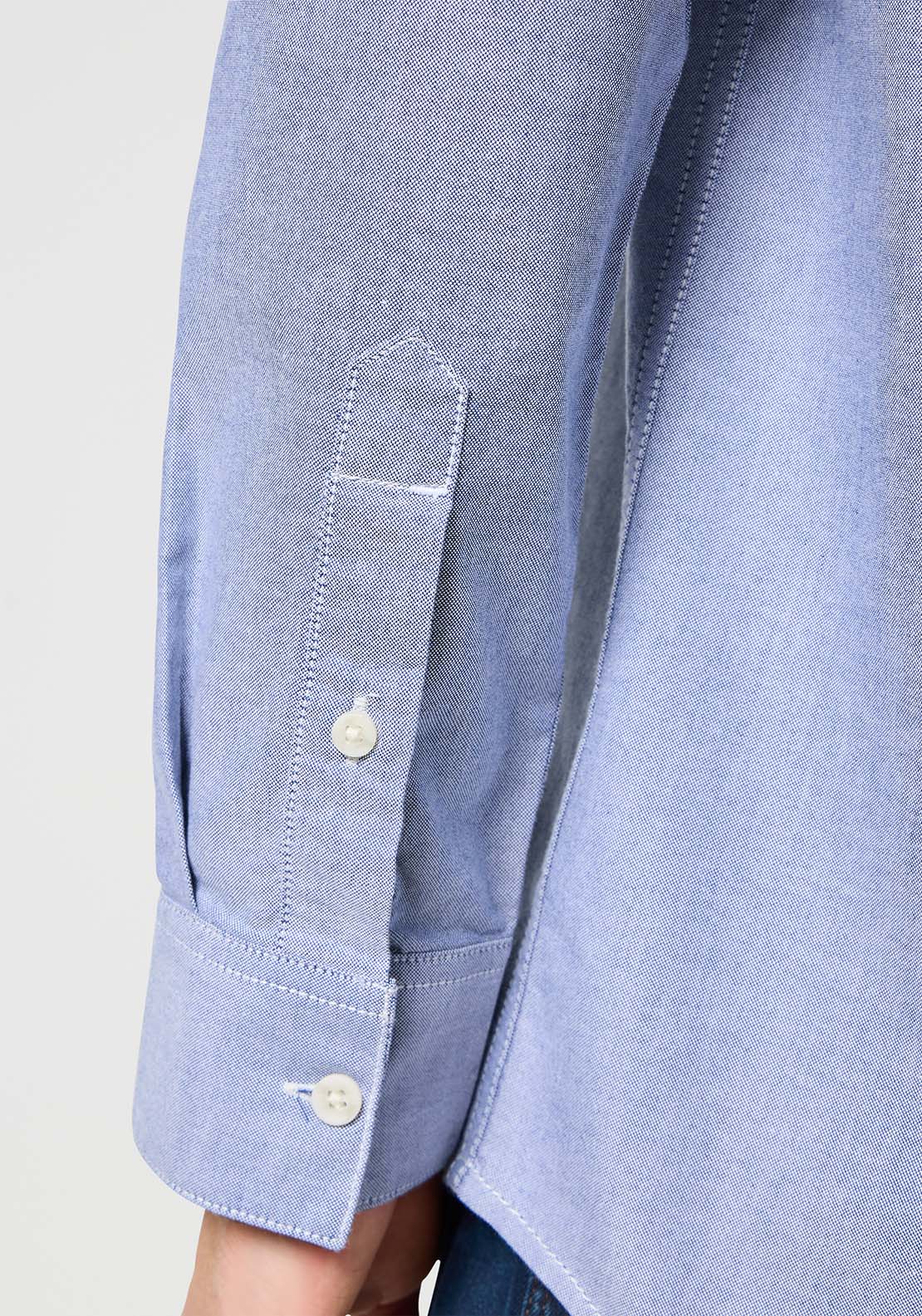 Wrangler Long Sleeve Chambray Plain Shirt - Blue 4 Shaws Department Stores