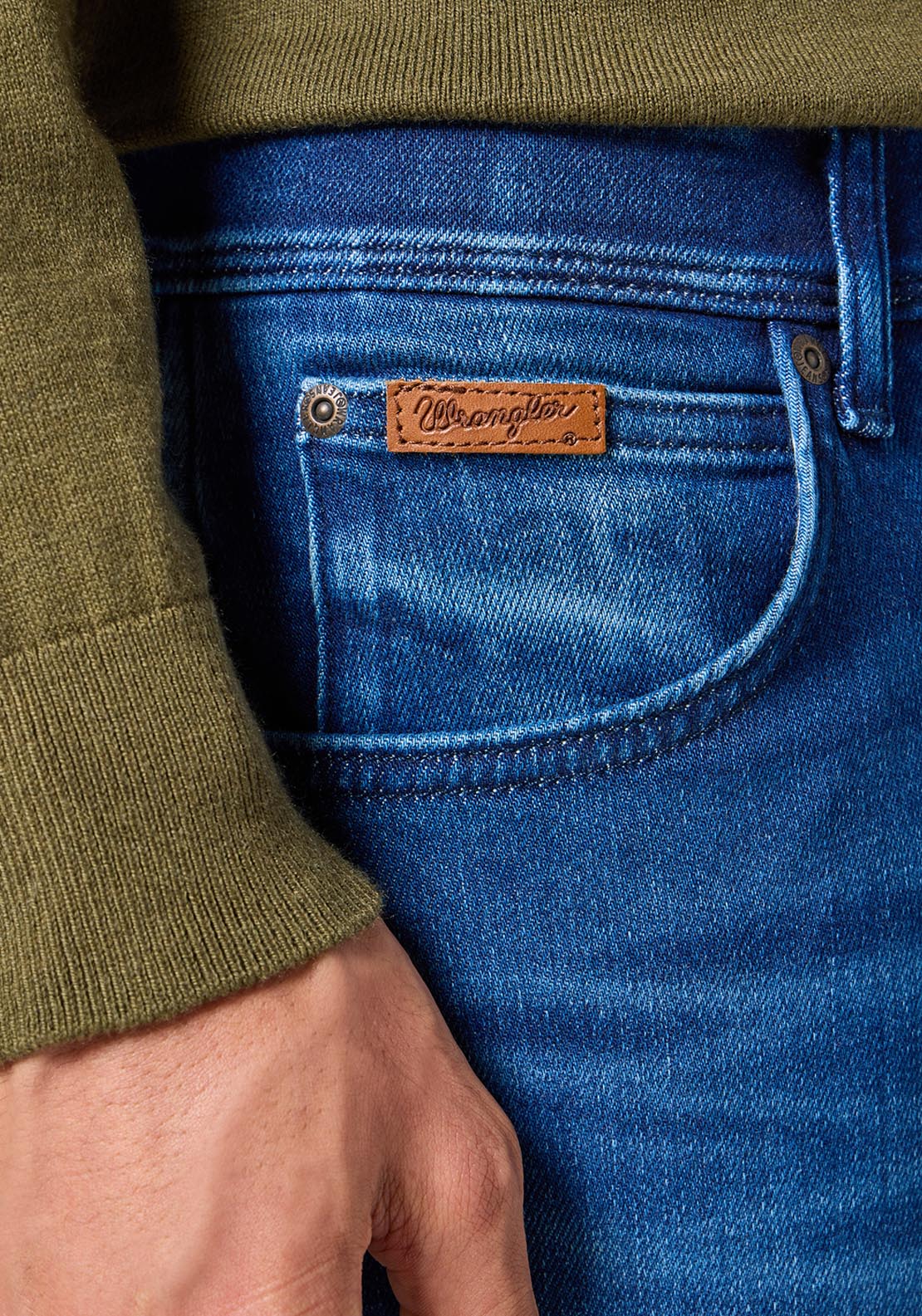 Wrangler Texas Slim Denim - Blue Jam 3 Shaws Department Stores