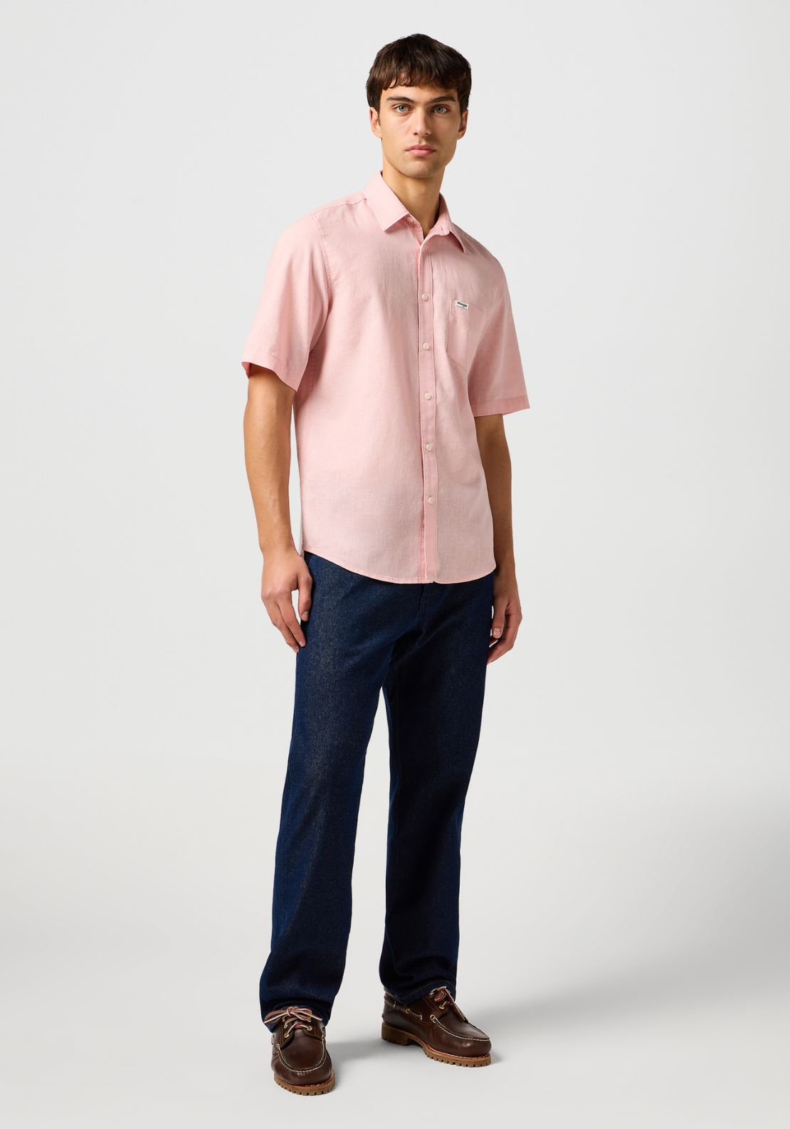 Wrangler Short Sleeve One Pocket Shirt - Silver Pink 4 Shaws Department Stores