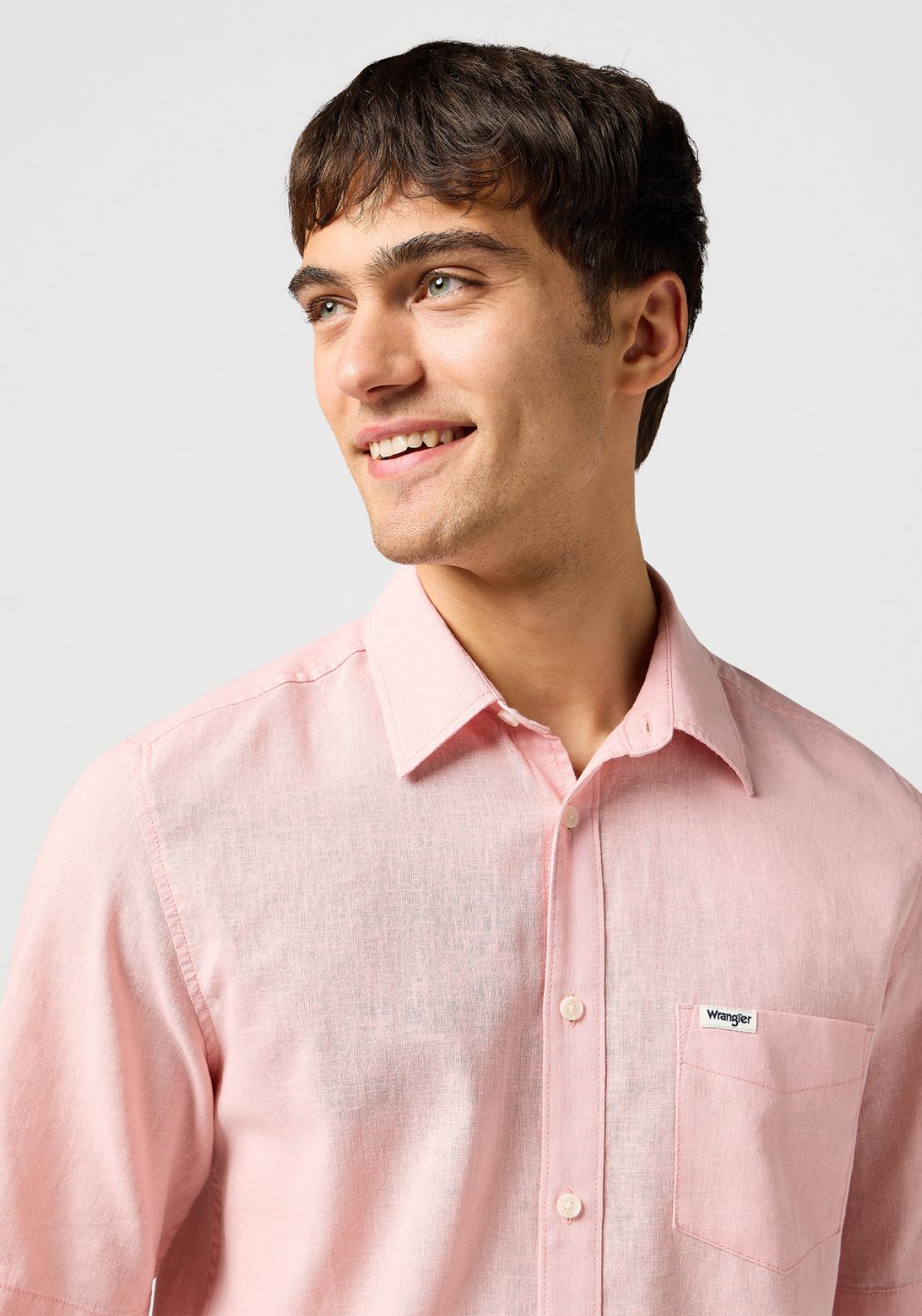 Wrangler Short Sleeve One Pocket Shirt - Silver Pink 5 Shaws Department Stores